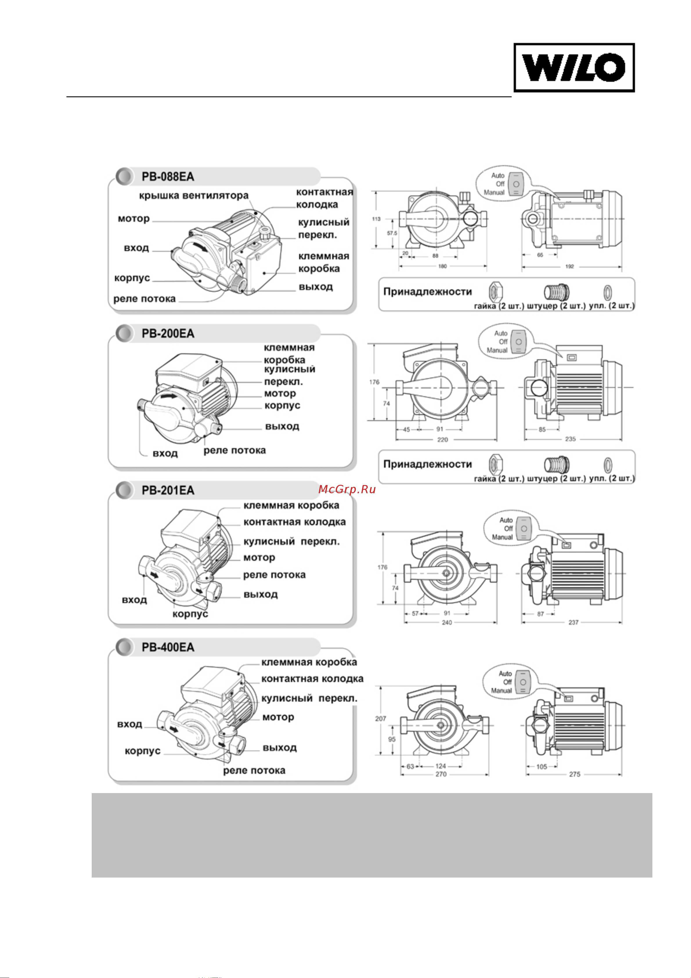 Wilo PB-400EA [15/15] Инструкция по монтажу и эксплуатации