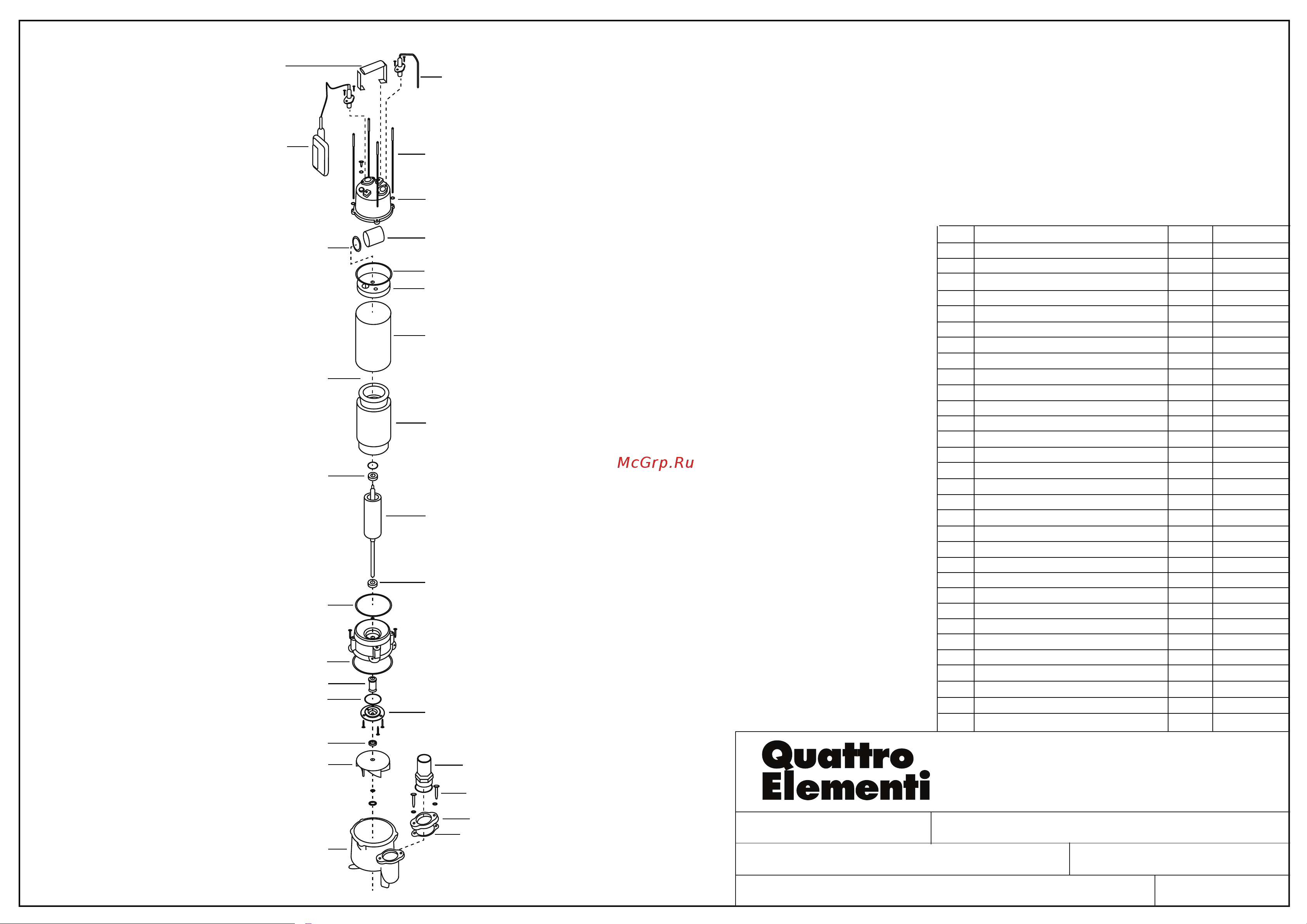 Quattro Elementi Sewage 800F Ci деталировка Руководство по эксплуатации онлайн