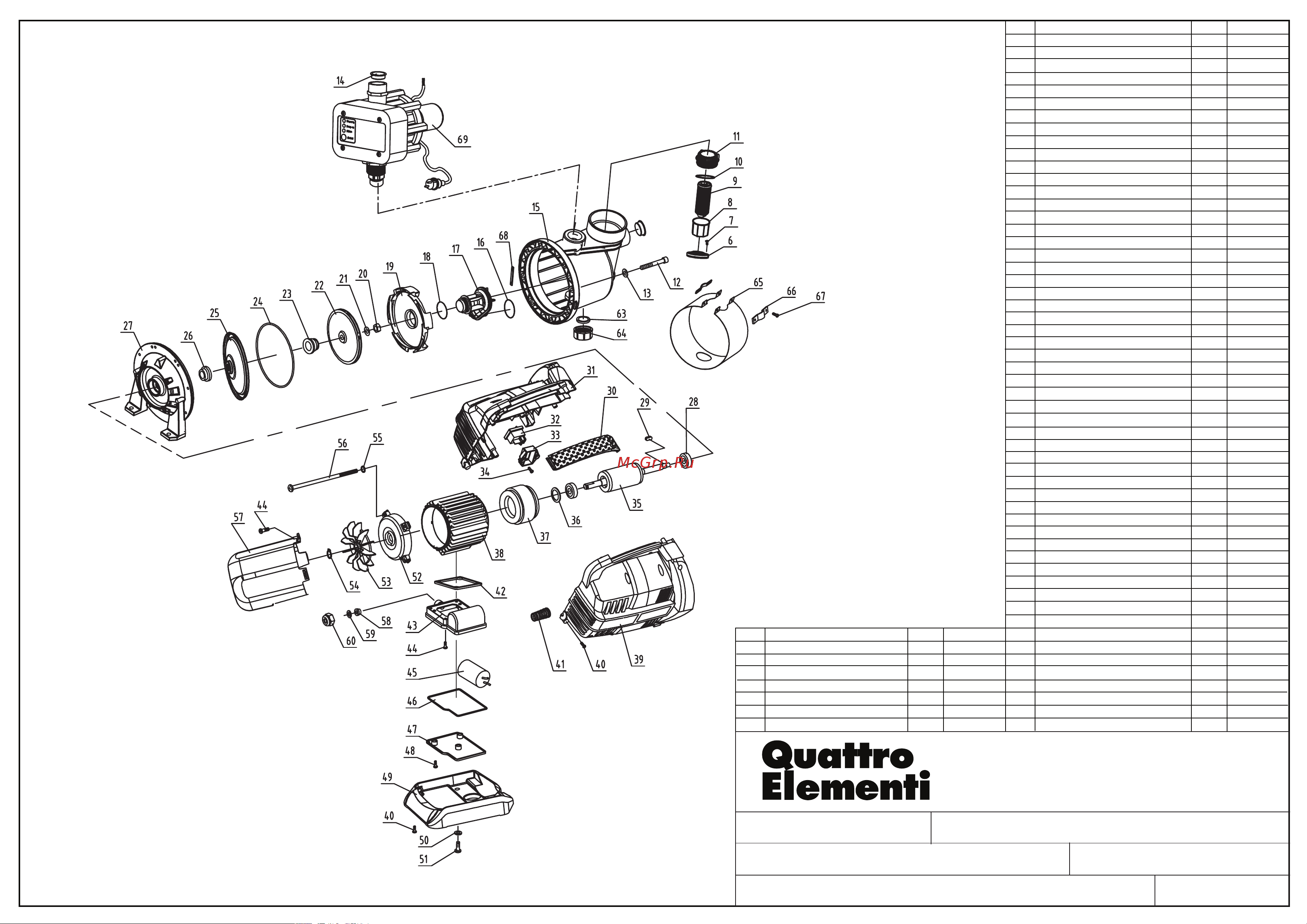 Quattro Elementi Automatico 700 EL деталировка Руководство по эксплуатации онлайн