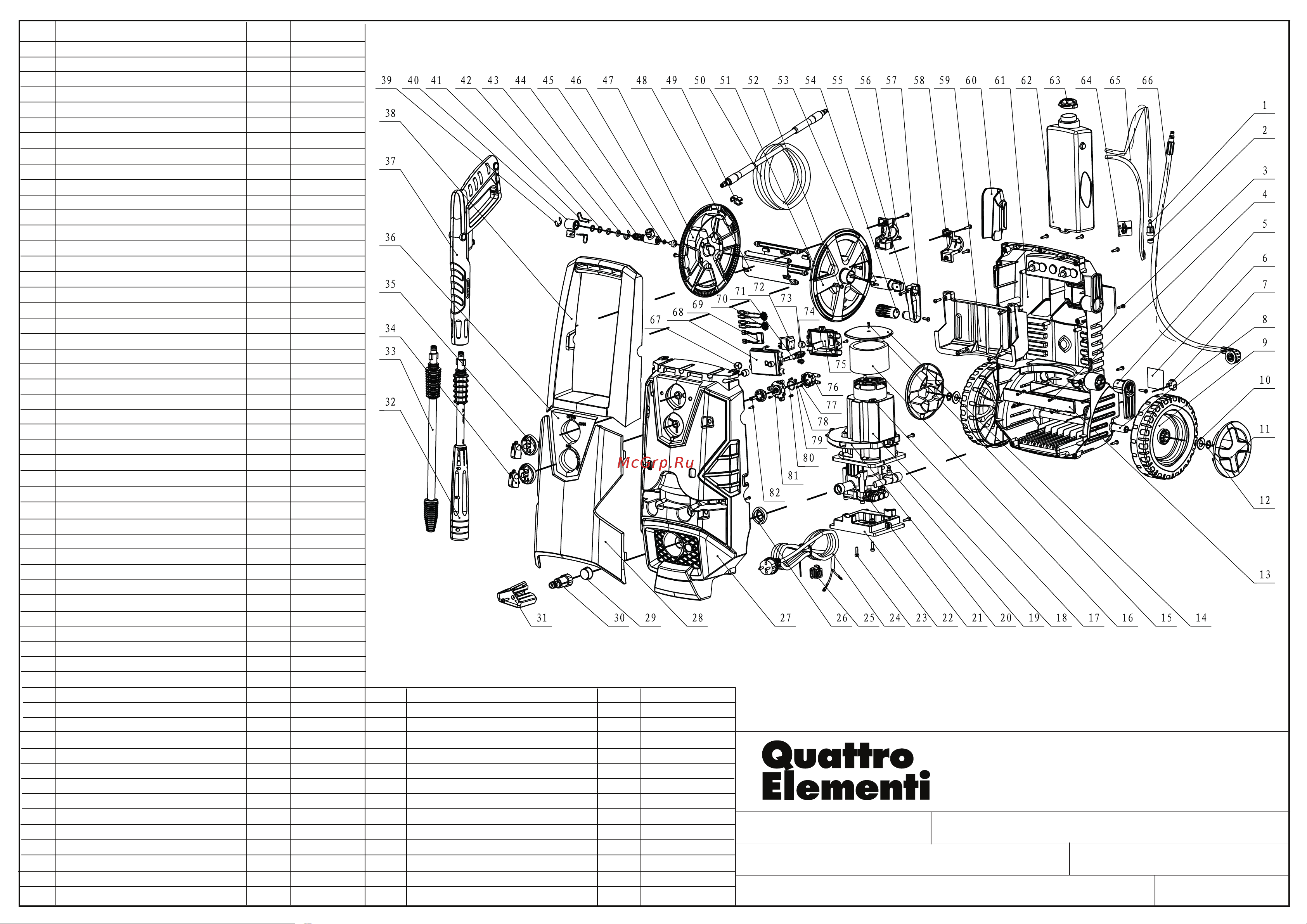 Quattro Elementi NAPOLI 160 Turbo деталировка Руководство по эксплуатации онлайн
