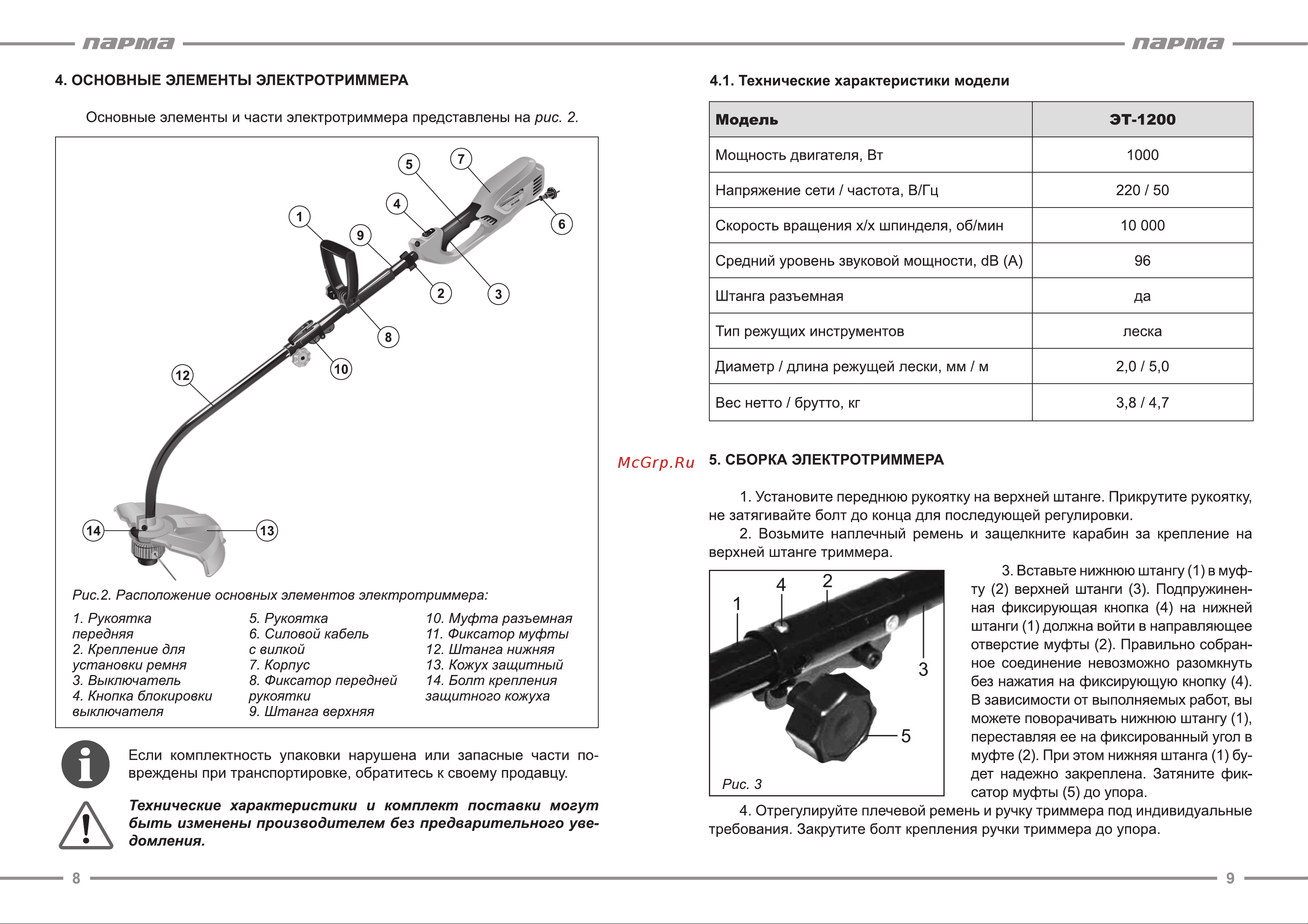 ООО УРАЛОПТИНСТРУМЕНТ ПАРМА ЭТ-1200 Руководство по эксплуатации онлайн [5/9] 769261