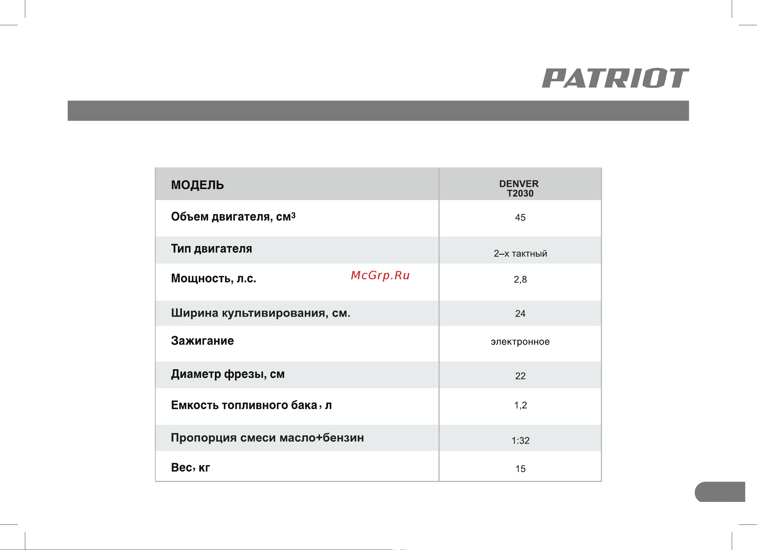 Patriot T 2030 Denver 460104400 Руководство по эксплуатации онлайн [7/22] 769536