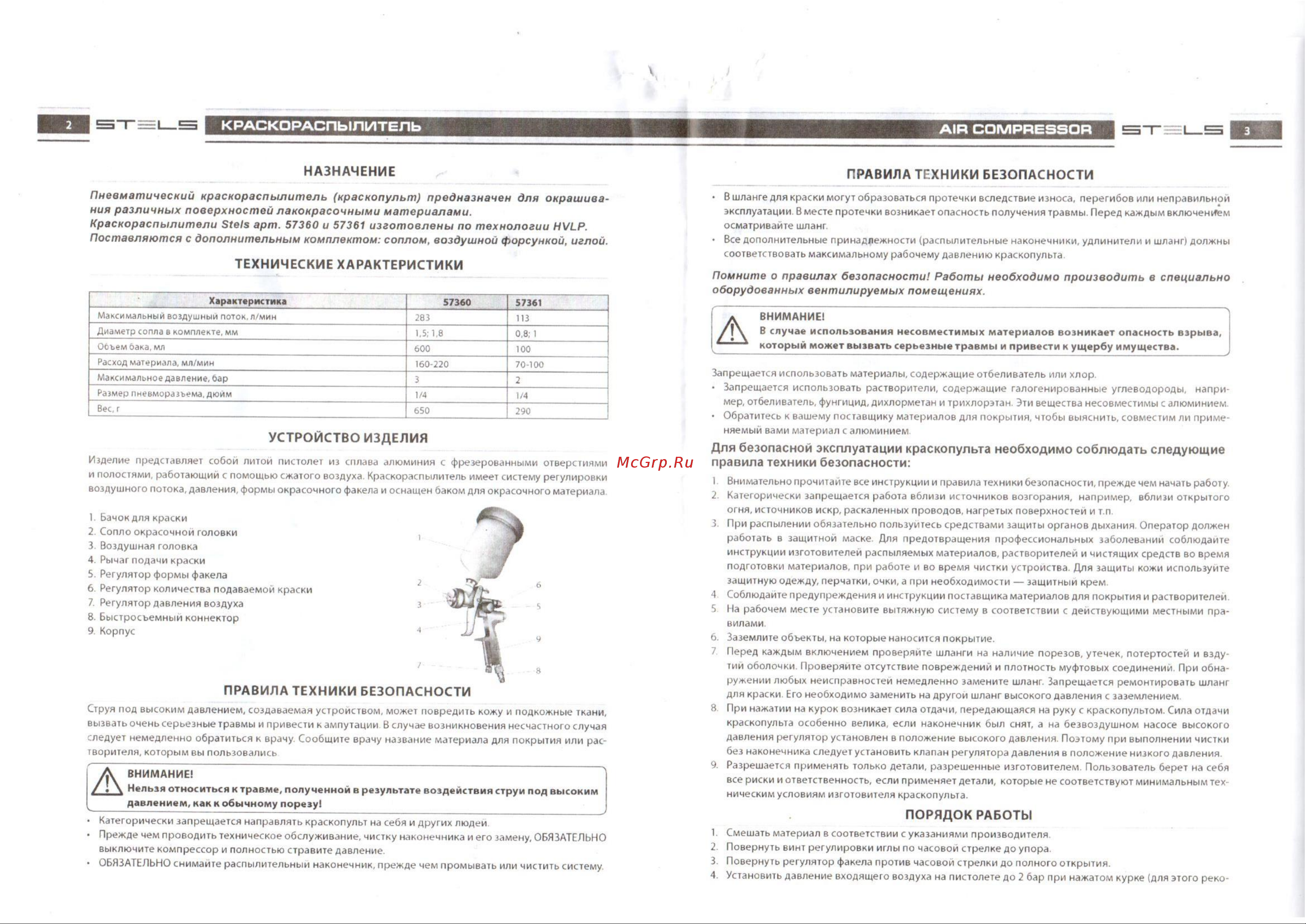 STELS AG 801 HVLP Руководство по эксплуатации онлайн [2/2] 770397