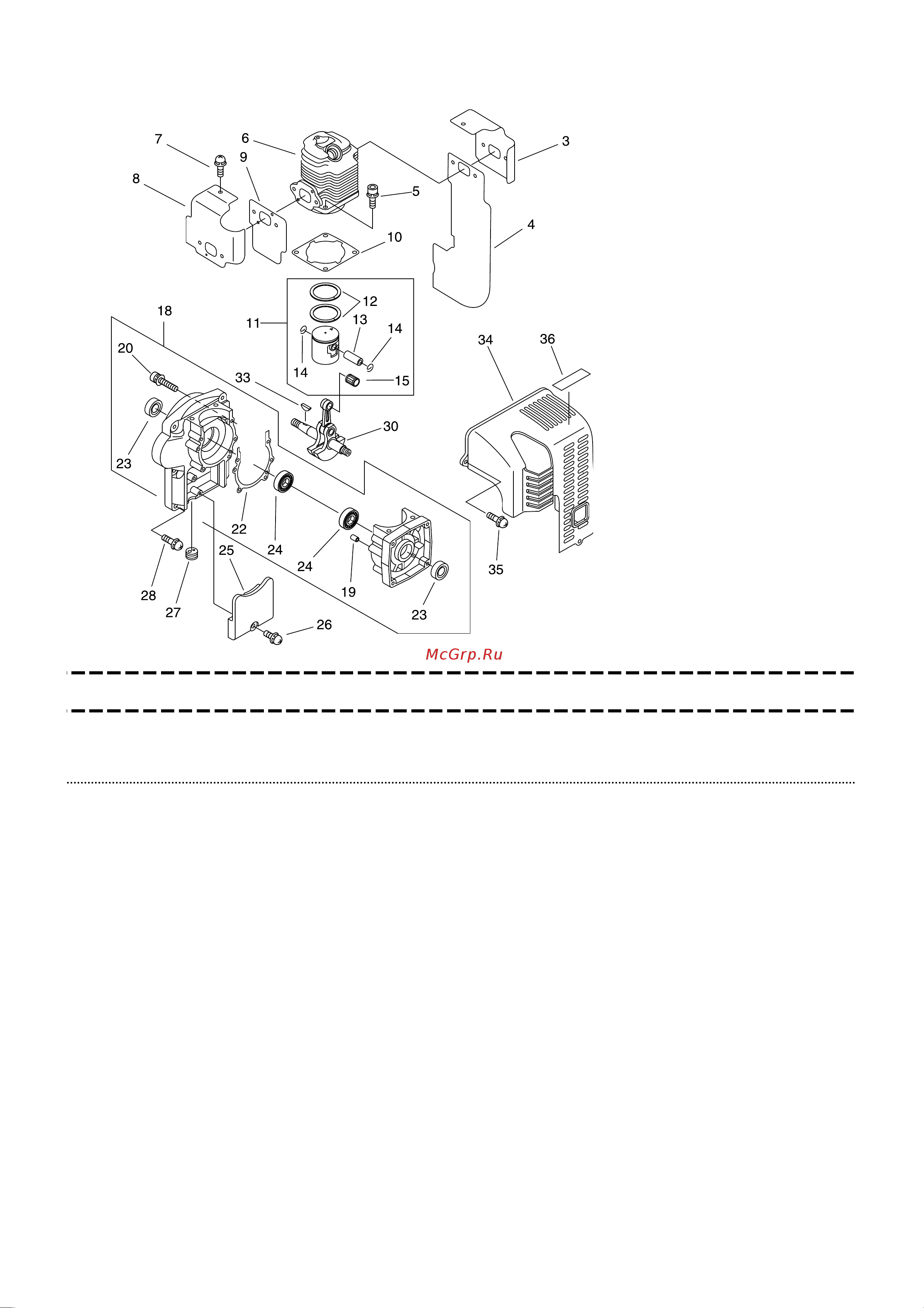 ECHO INCORPORATED ECHO DM-6110 (деталировка) [3/19] Cylinder crankcase piston