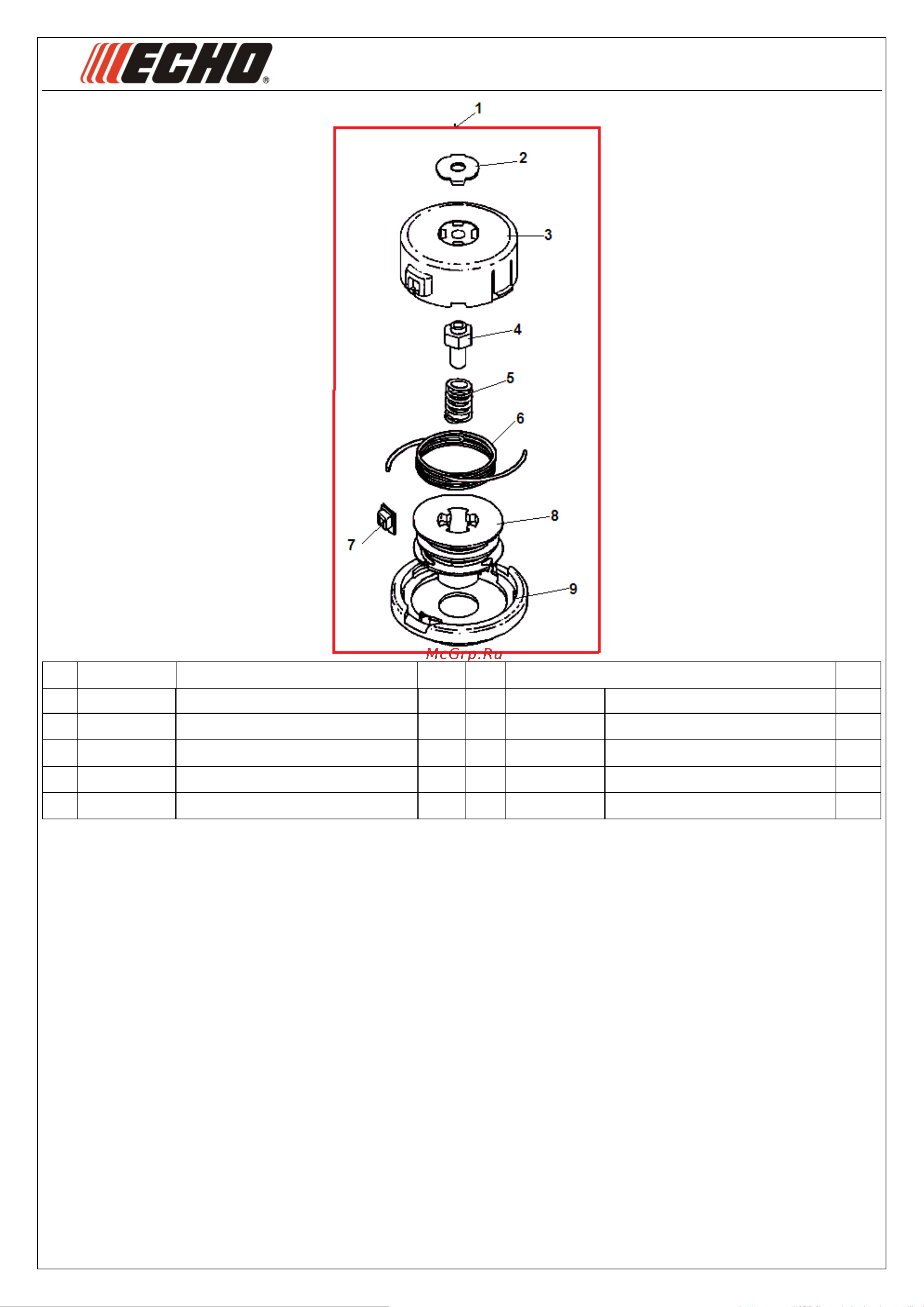 ECHO INCORPORATED ECHO SRM-22GES (деталировка) [8/9] Иллюстрированный каталог запасных часте