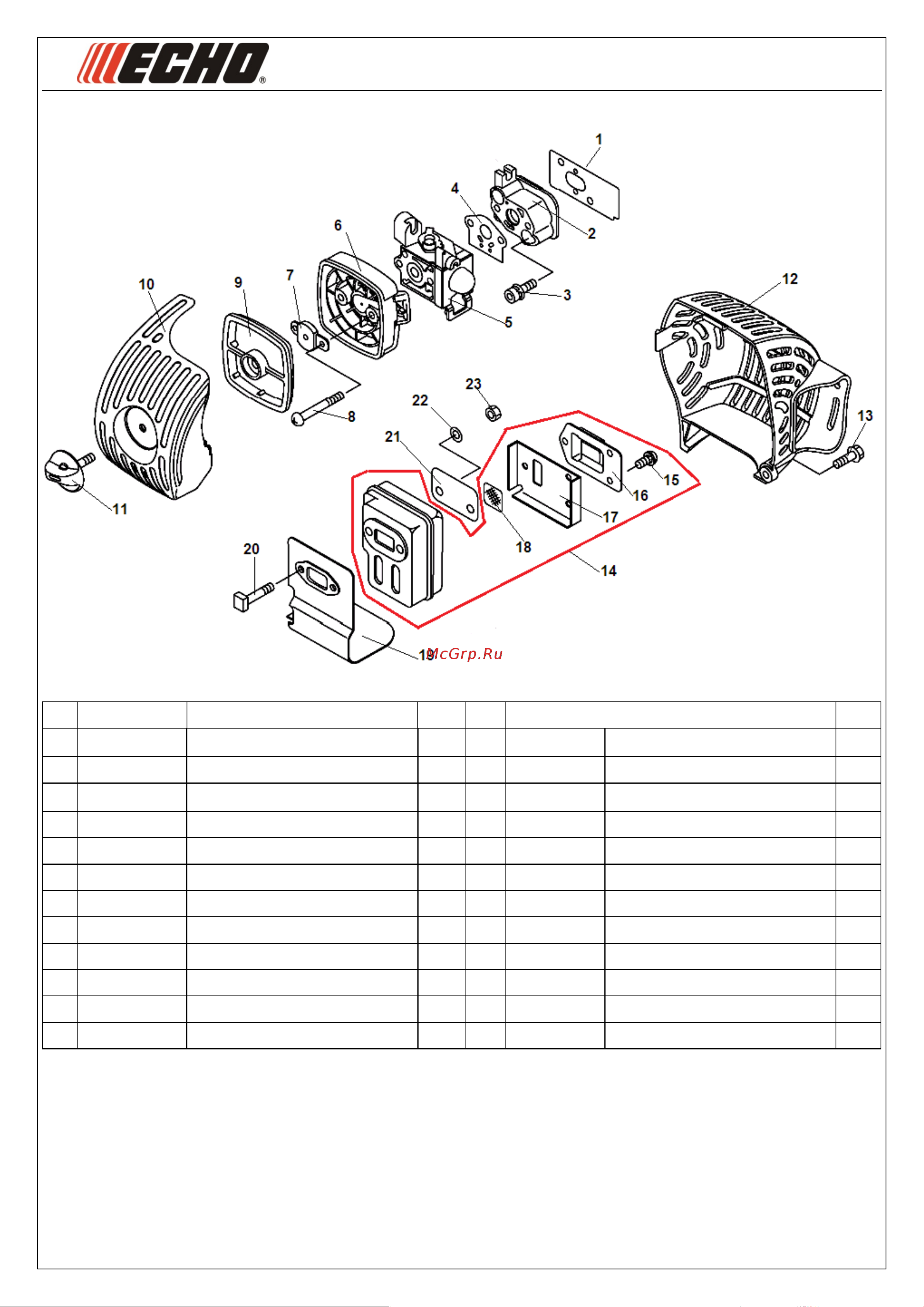 ECHO INCORPORATED ECHO SRM-265TES (деталировка) [3/8] Иллюстрированный каталог запасных часте