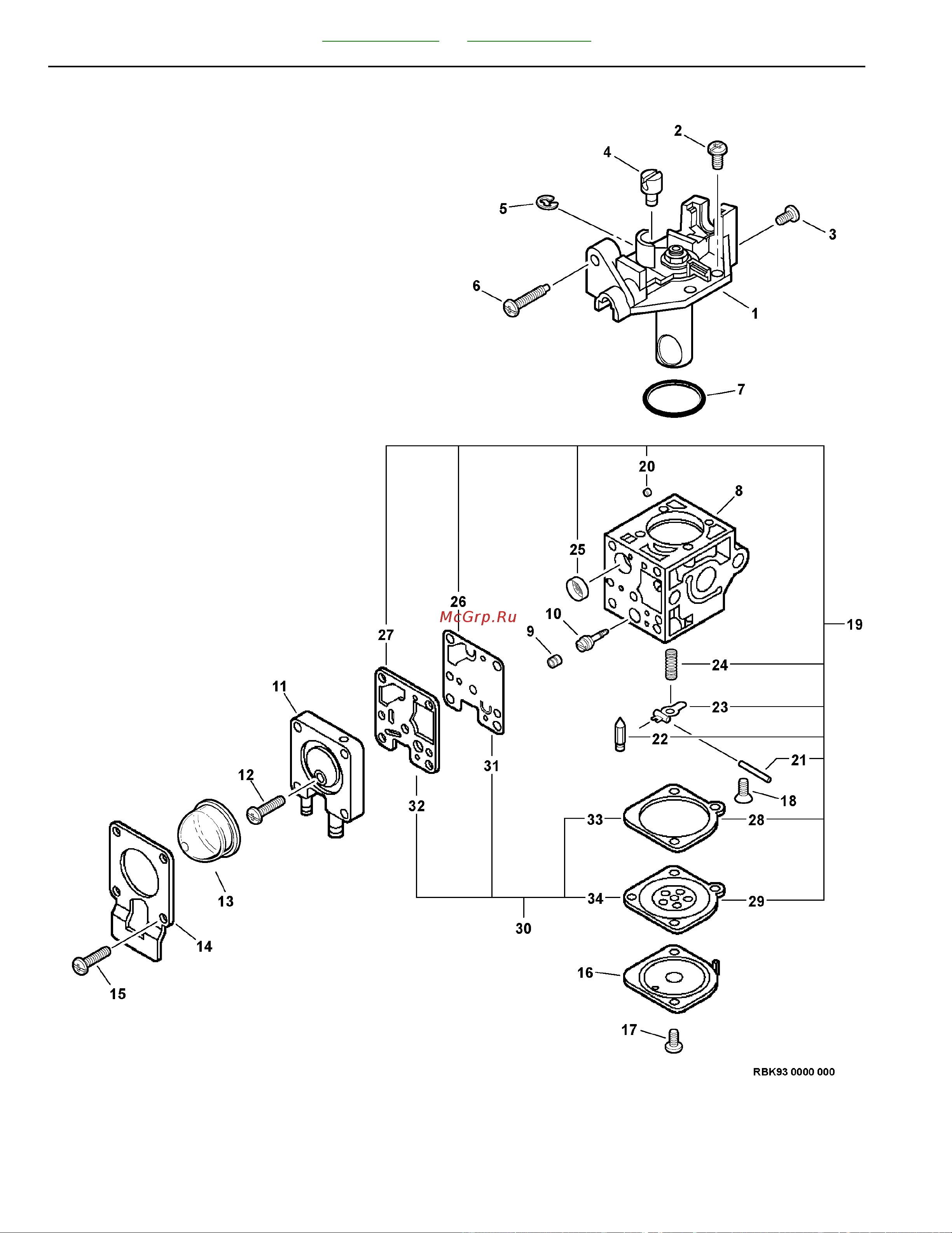 ECHO INCORPORATED ECHO PPT-235ES (деталировка) [10/42] Ppt 235es power pruner carburetor rb k93