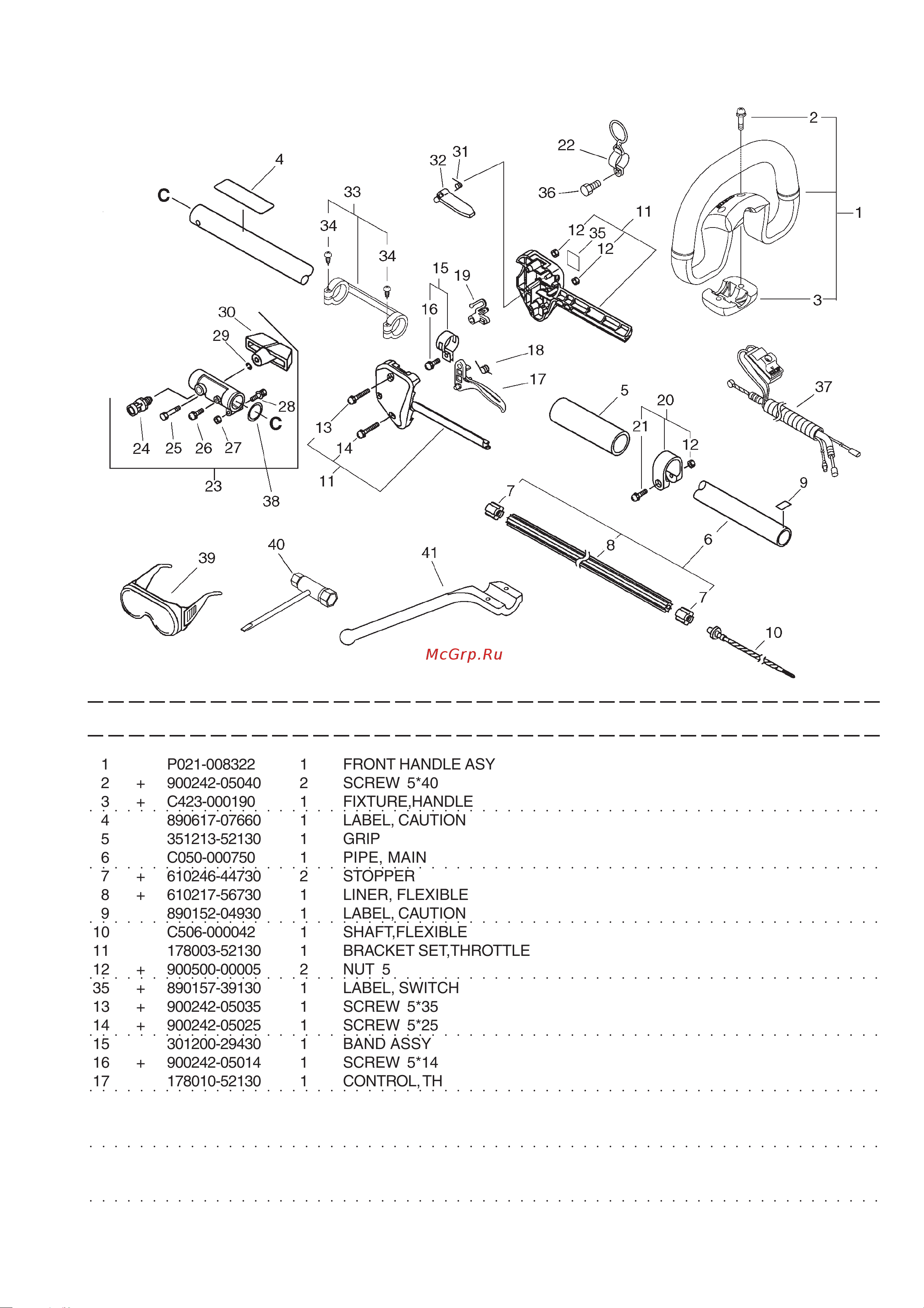 ECHO INCORPORATED ECHO Pro Attachment PAS-265ES (деталировка) [8/15] Pas 265es 5 handle
