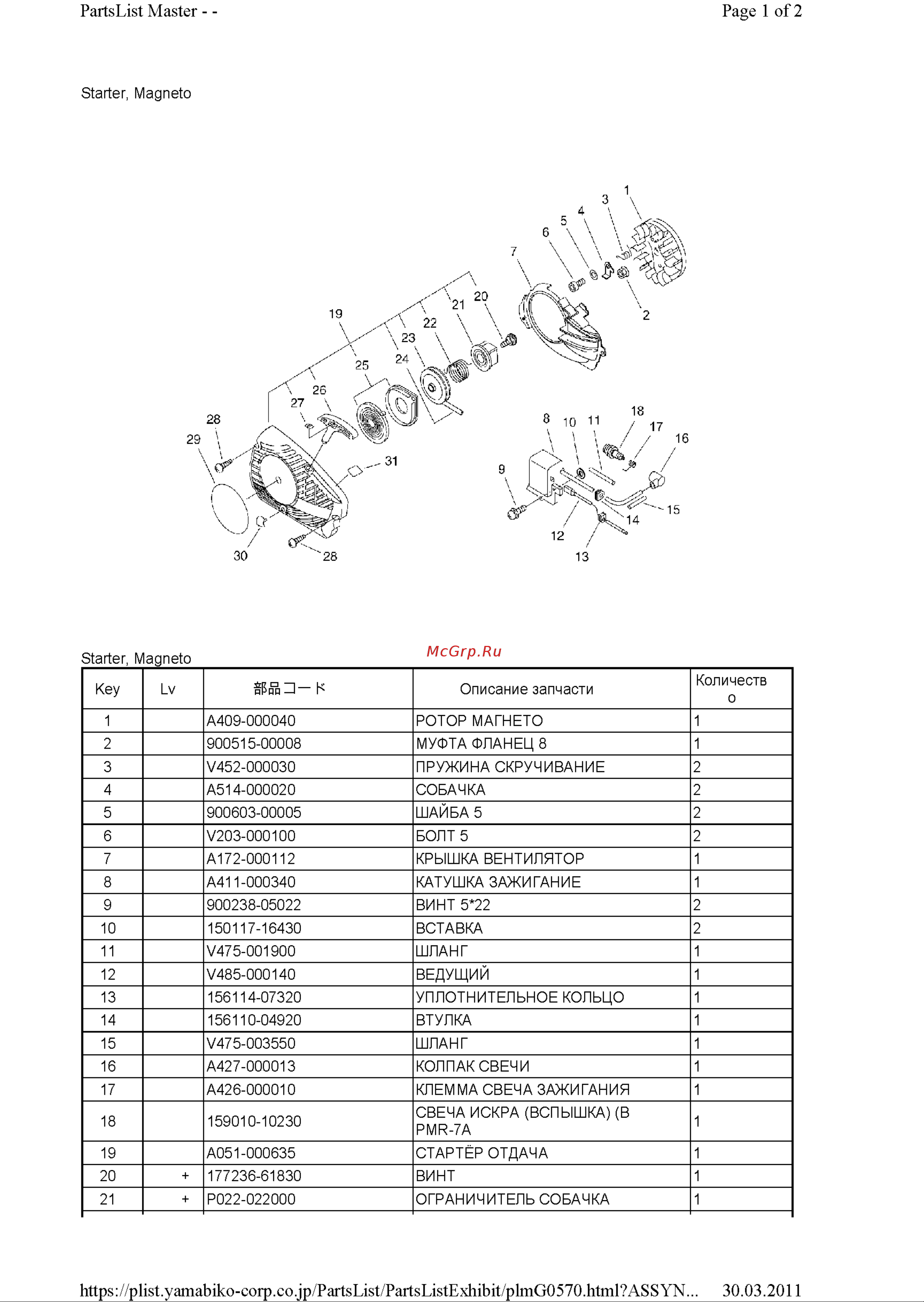 ECHO INCORPORATED ECHO CS-260TES (деталировка) [5/15] Pl 2011 03 30 10