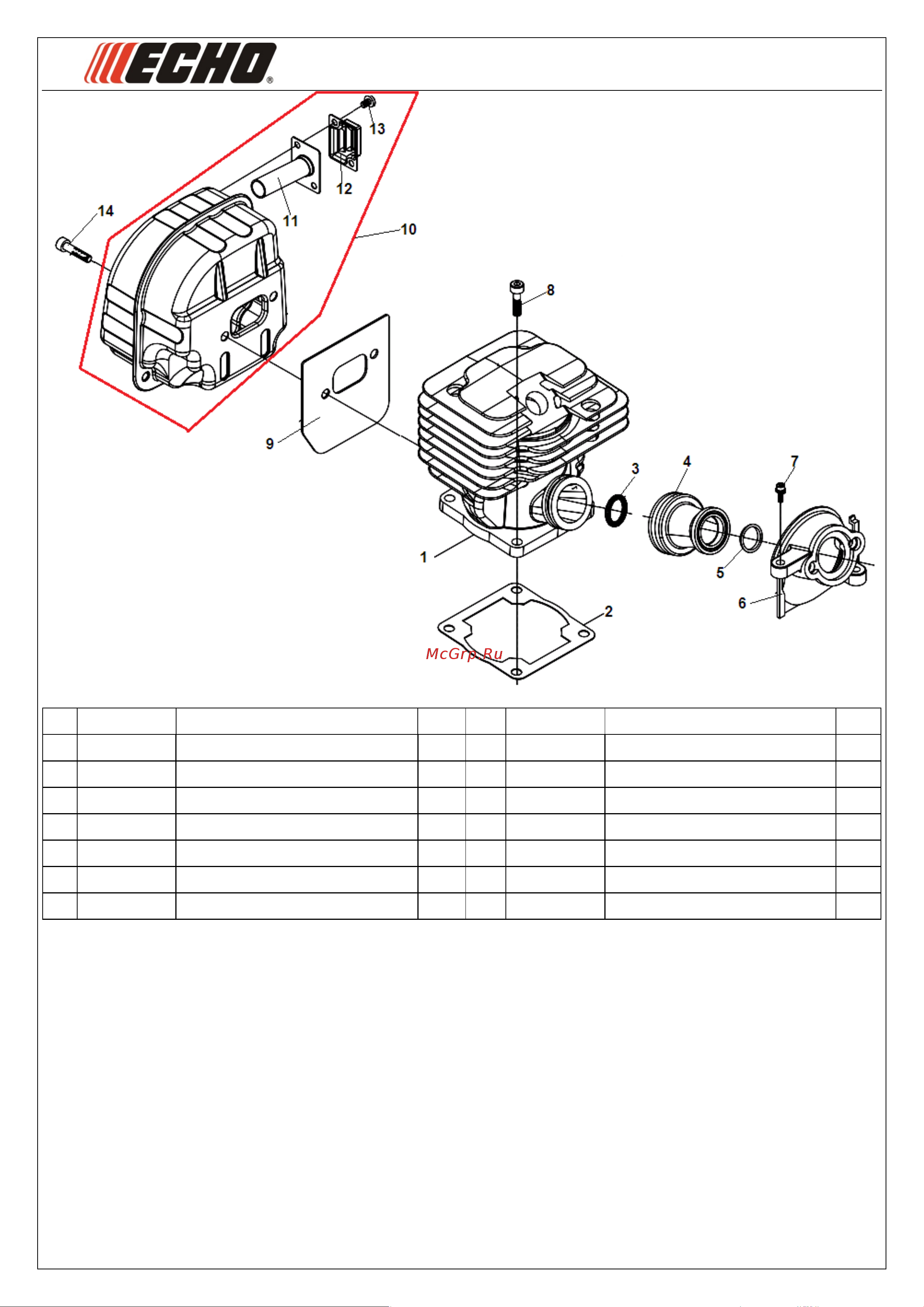 ECHO INCORPORATED ECHO CS-452ESX (деталировка) Руководство по эксплуатации онлайн