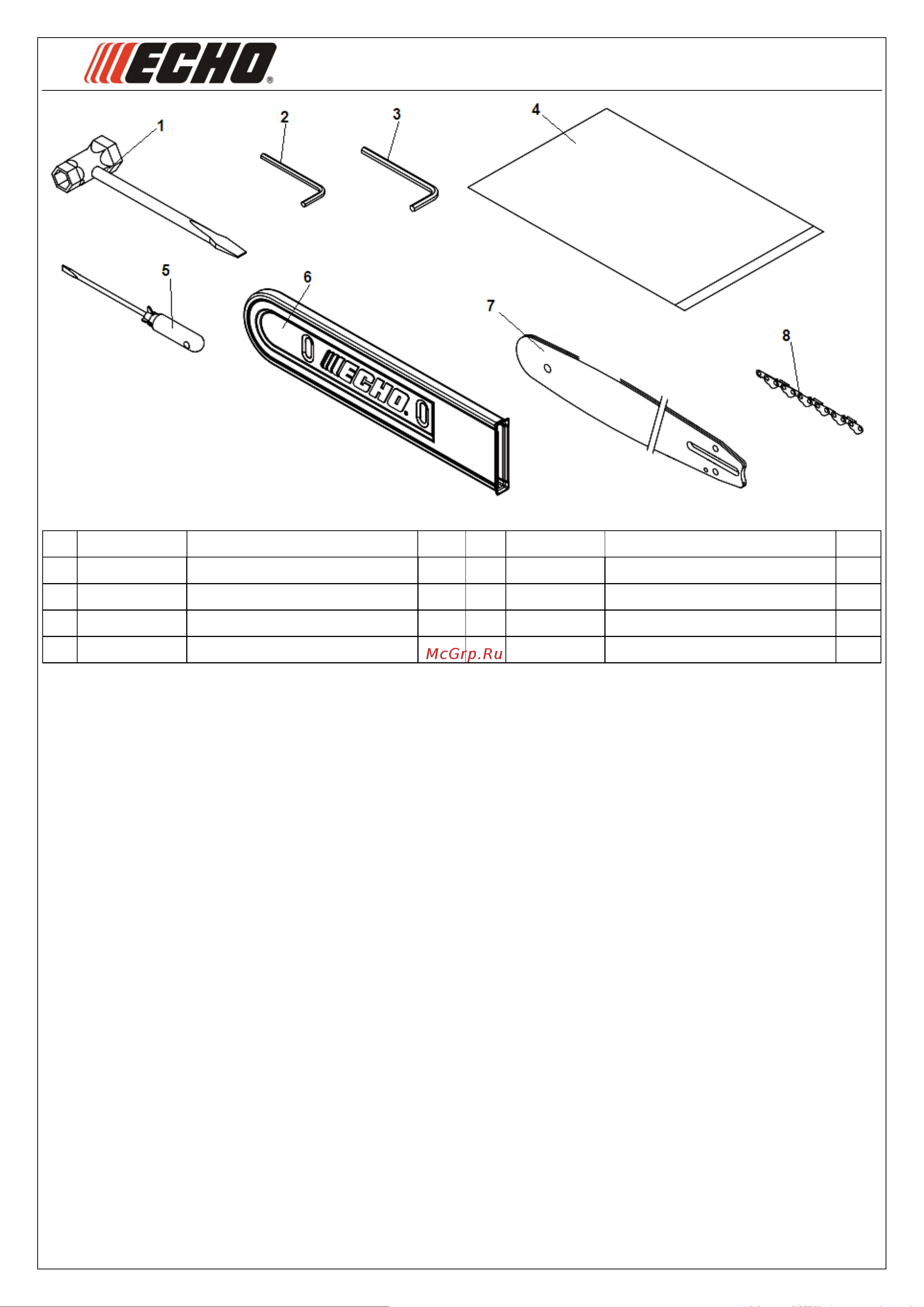 ECHO INCORPORATED ECHO CS-452ESX (деталировка) [9/9] Иллюстрированный каталог запасных часте