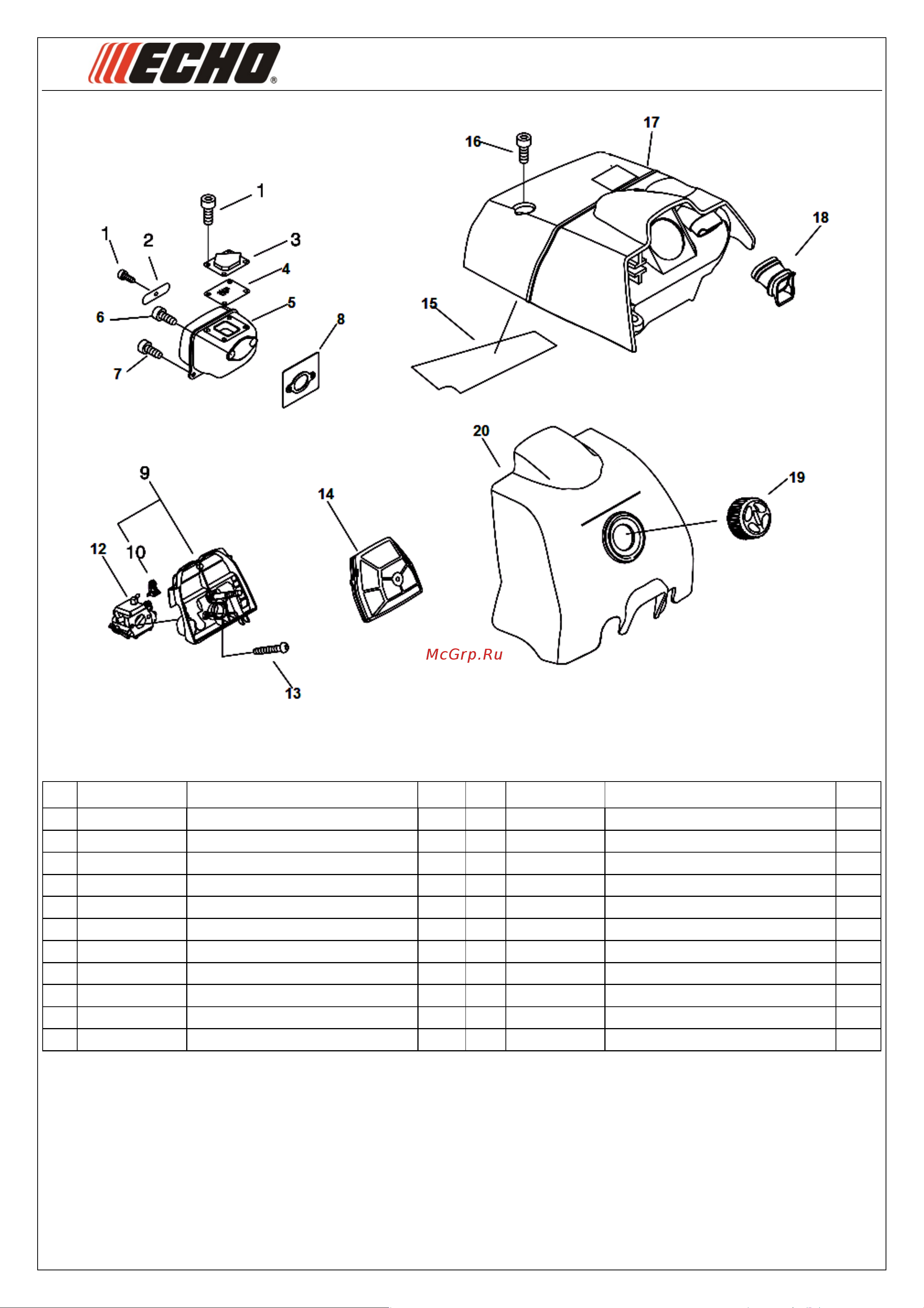 ECHO INCORPORATED ECHO CS-620SX (деталировка) [2/7] Иллюстрированный каталог запасных часте