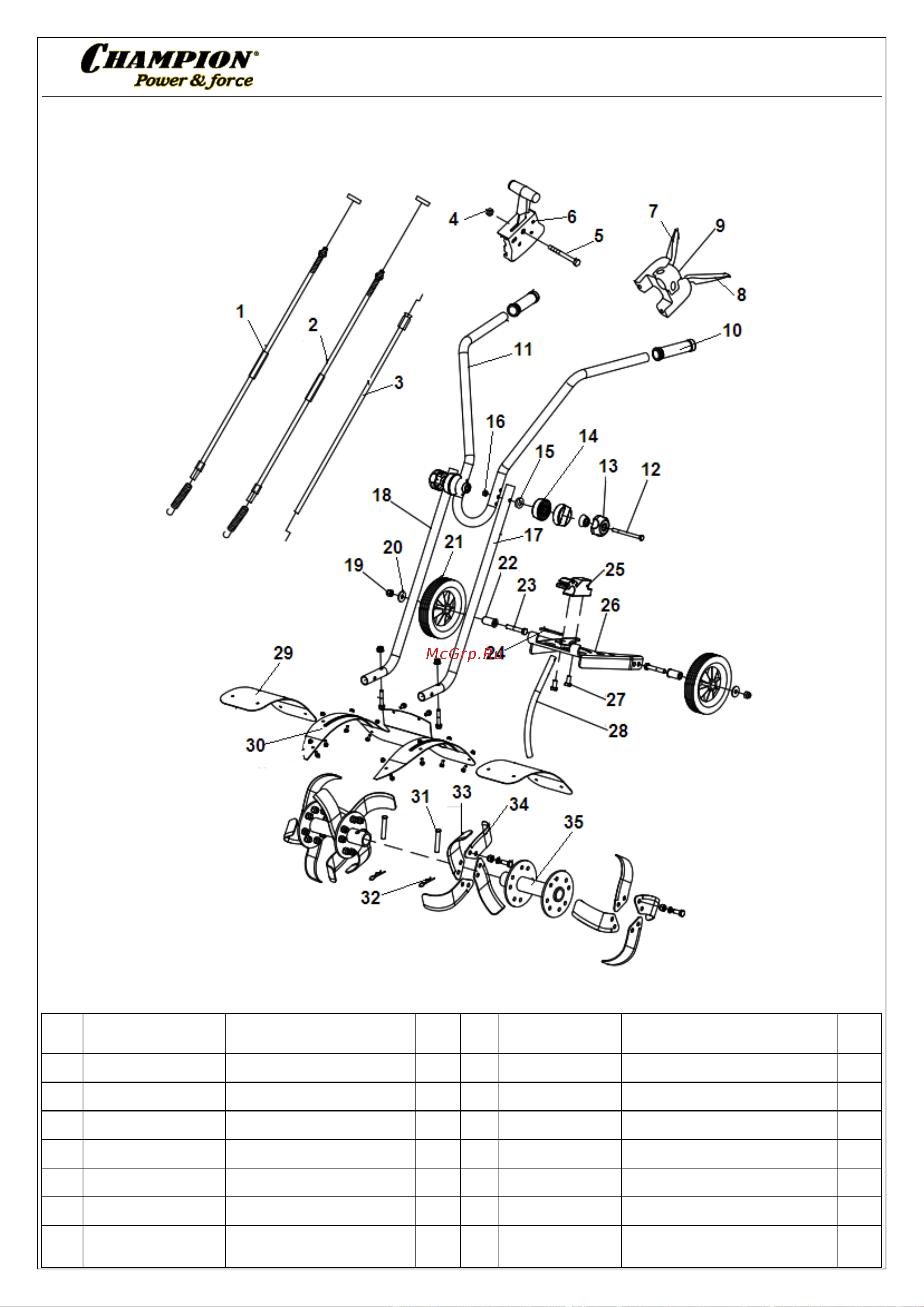 Champion BC5602 - деталировка [13/15] Иллюстрированный каталог запасных часте