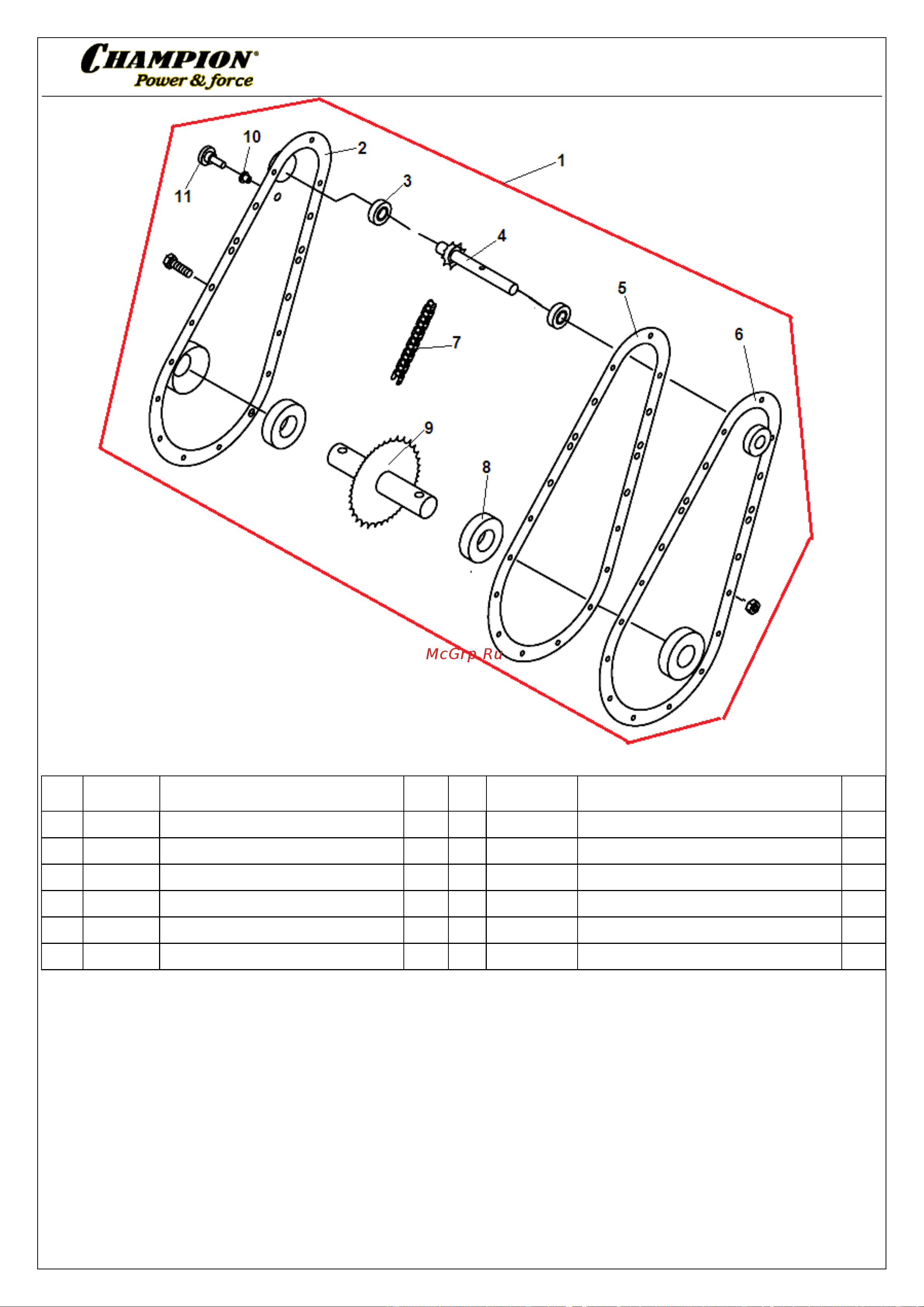 Champion BC6611 - деталировка [14/15] Иллюстрированный каталог запасных часте