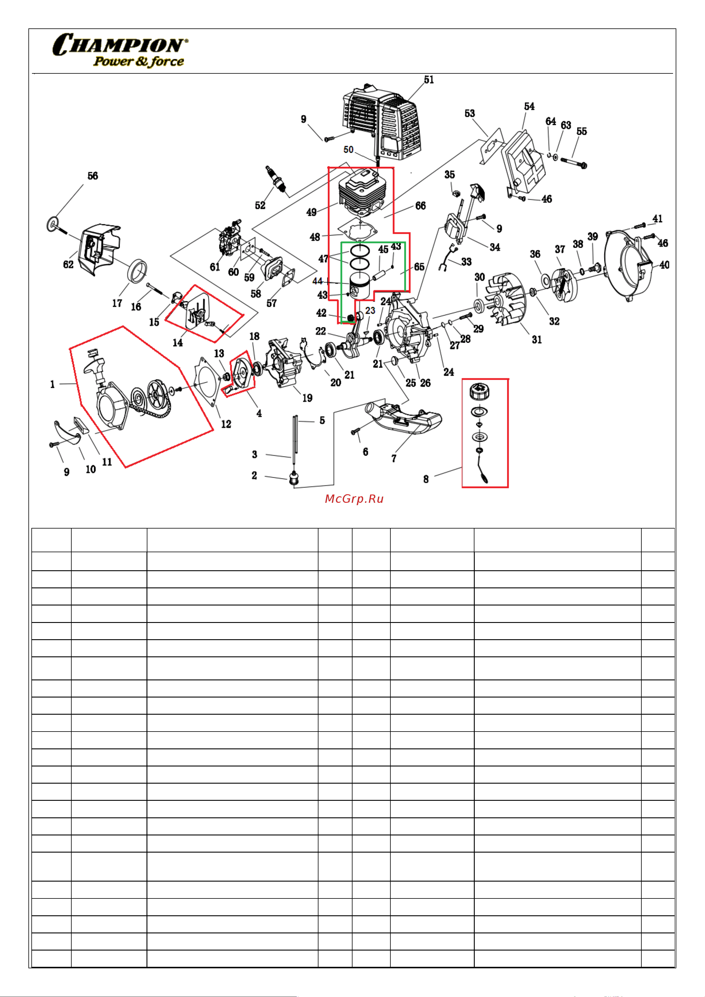 Champion T436 - деталировка Руководство по эксплуатации онлайн