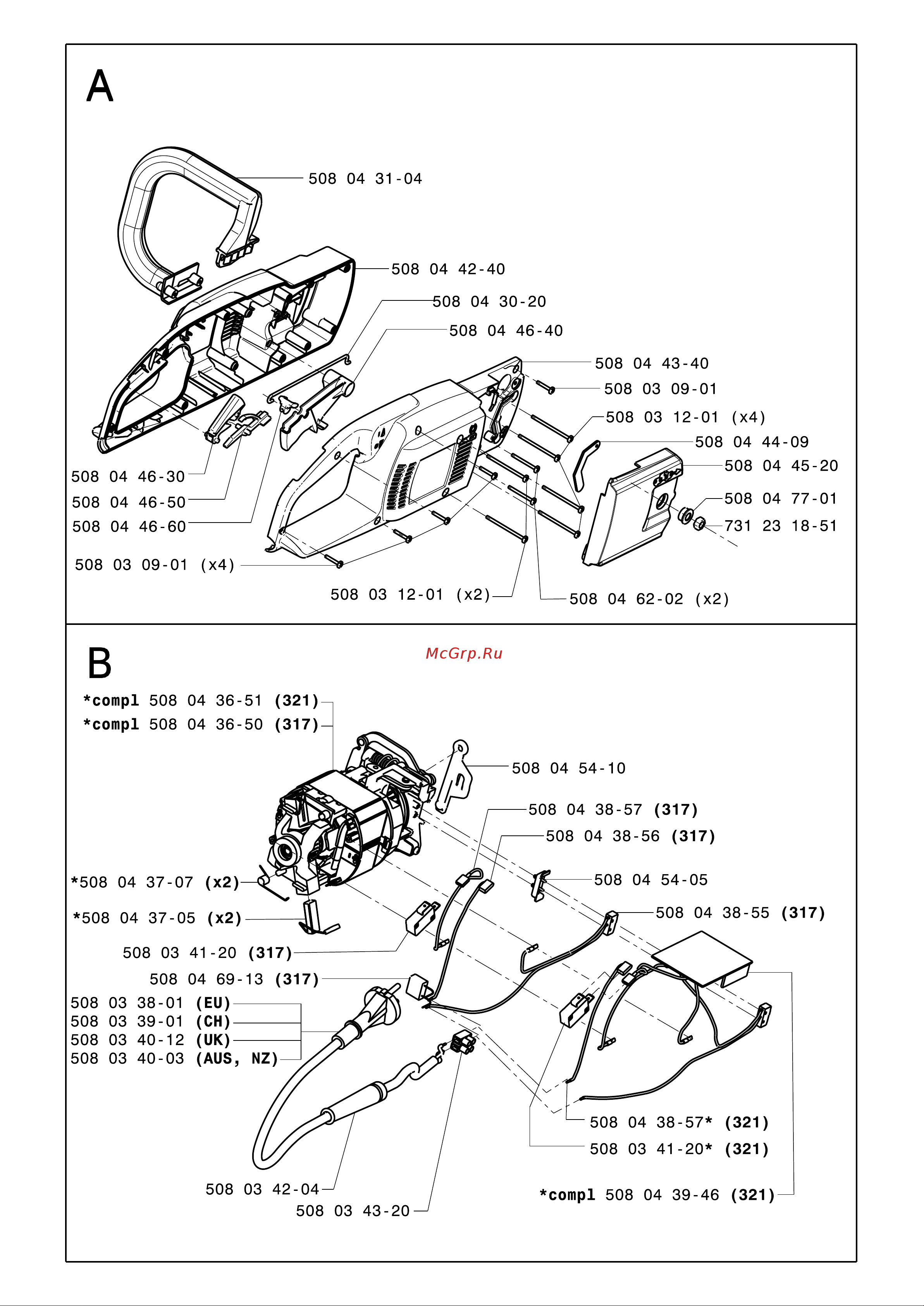 Husqvarna 321 Electric (2005) parts Руководство по эксплуатации онлайн [2/5] 770766