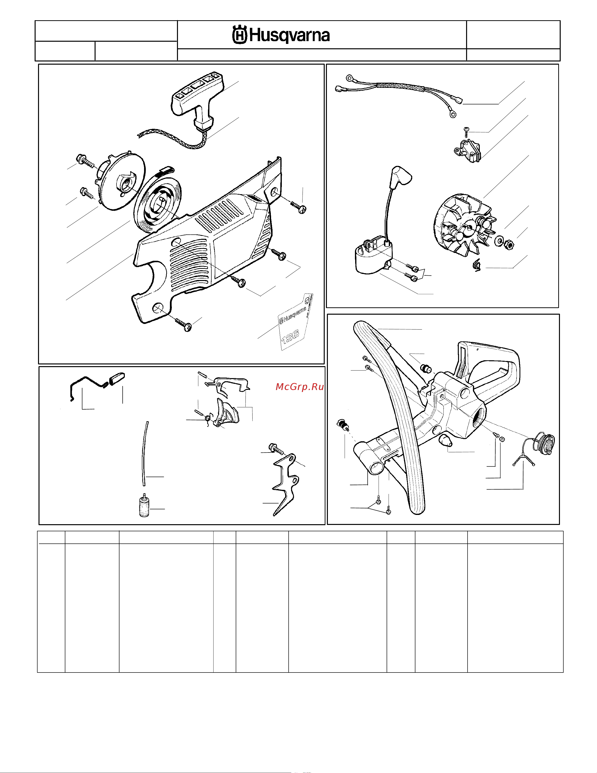 Husqvarna 136 (2004) parts [5/7] Parts list