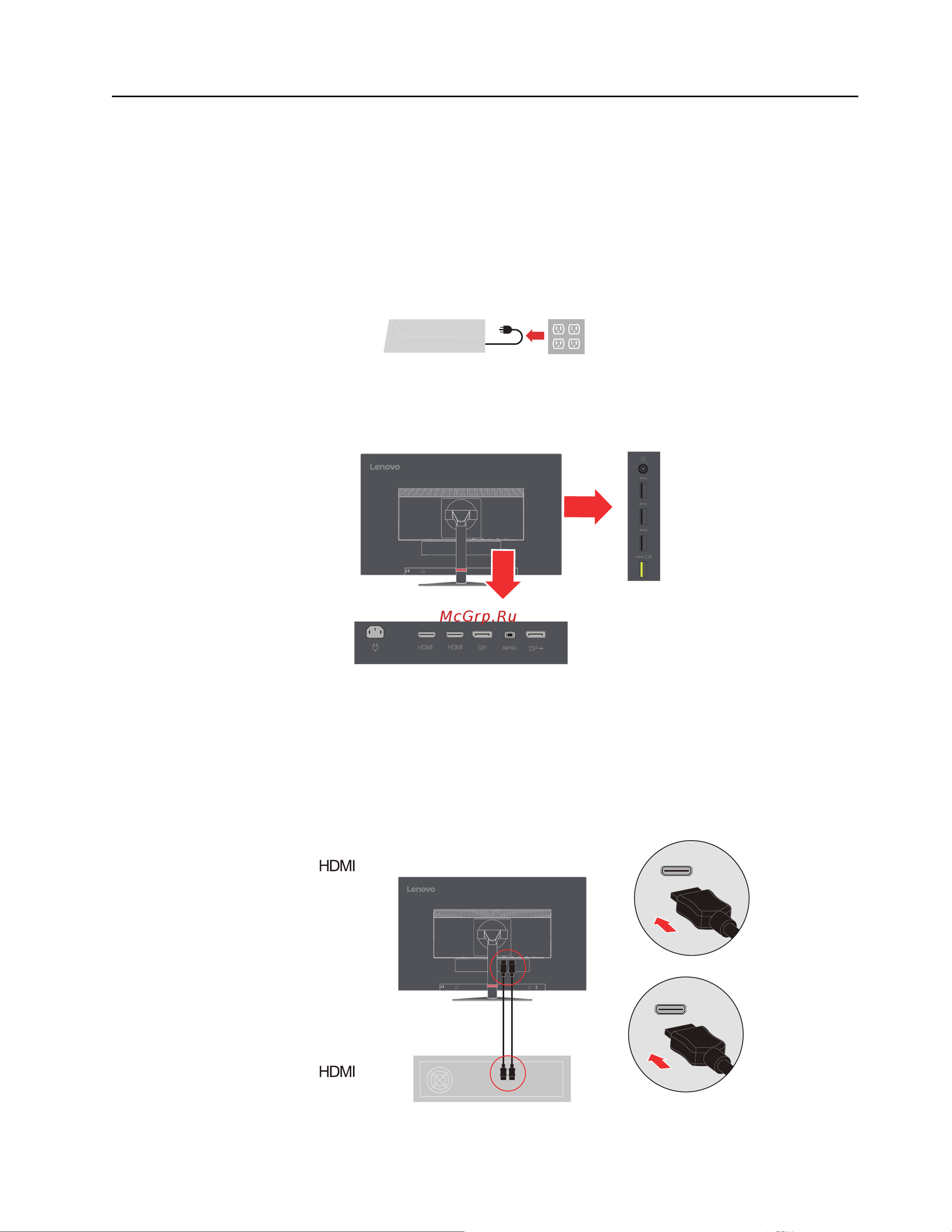 Lenovo ThinkVision P27h-10 [9/41] Подключение и включение монитора