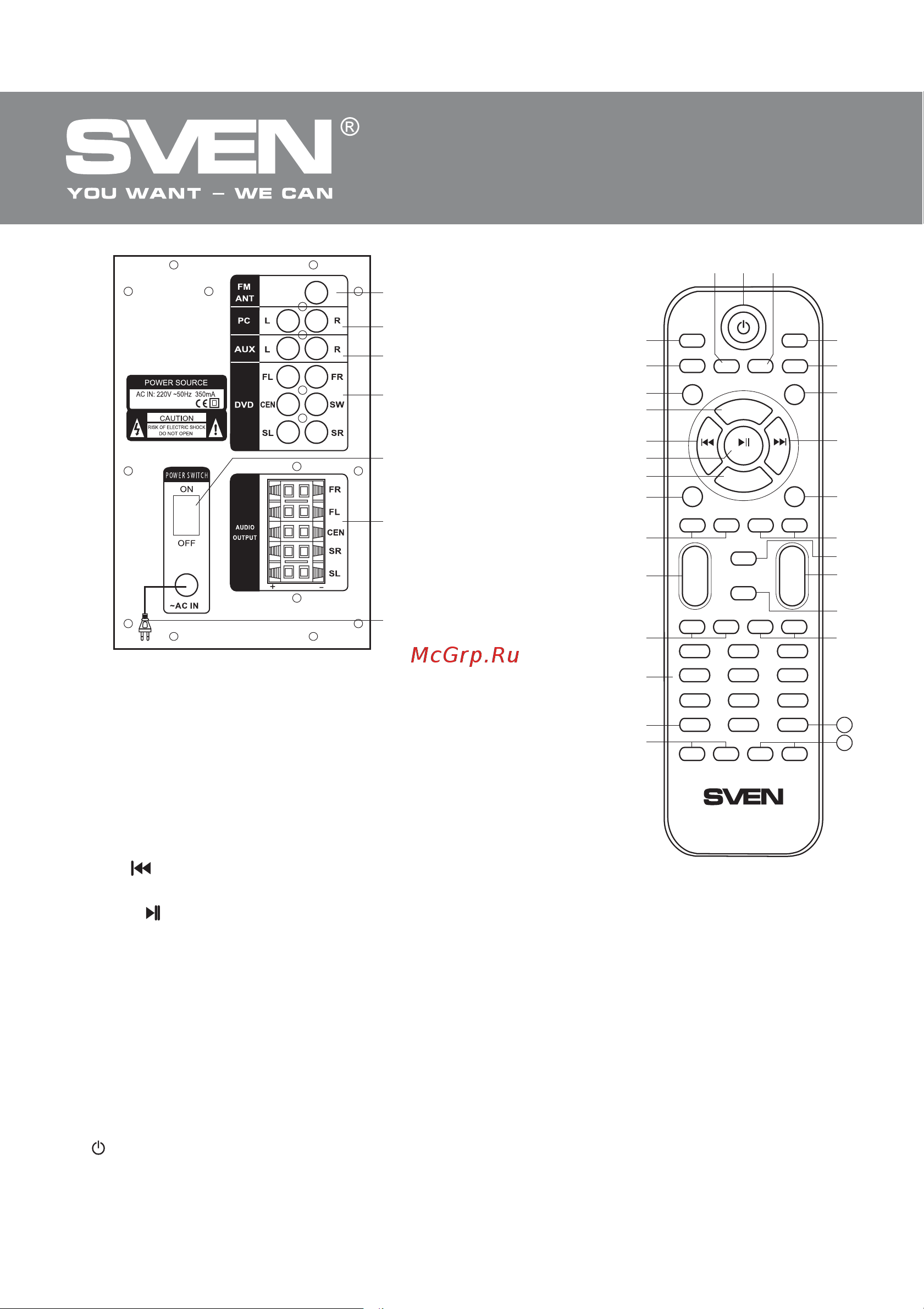 Sven HT-200 SV-0140200BK [29/38] Active home theater speaker system