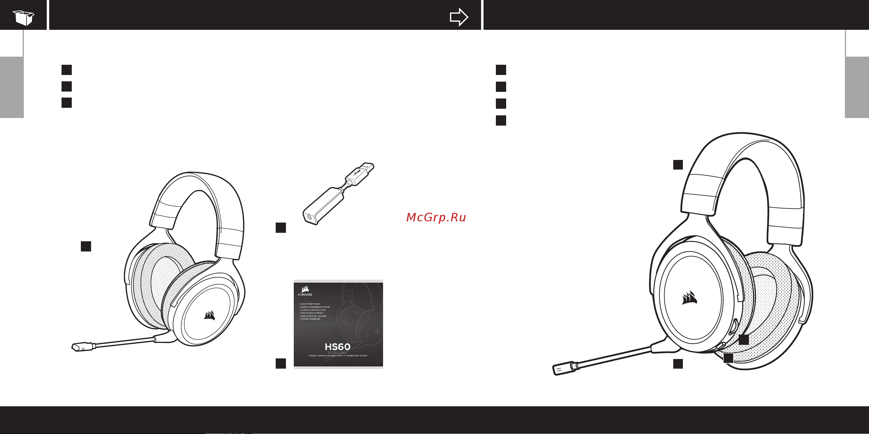 Corsair Gaming HS60 Surround Gaming Headset [3/28] Package contents controls and features