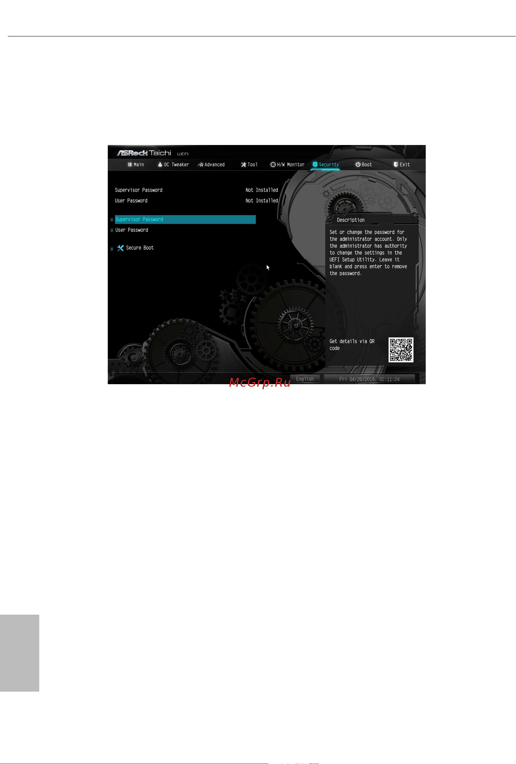 ASRock AMD X570 SAM4 ATX X570 TAICHI [103/109] Security screen