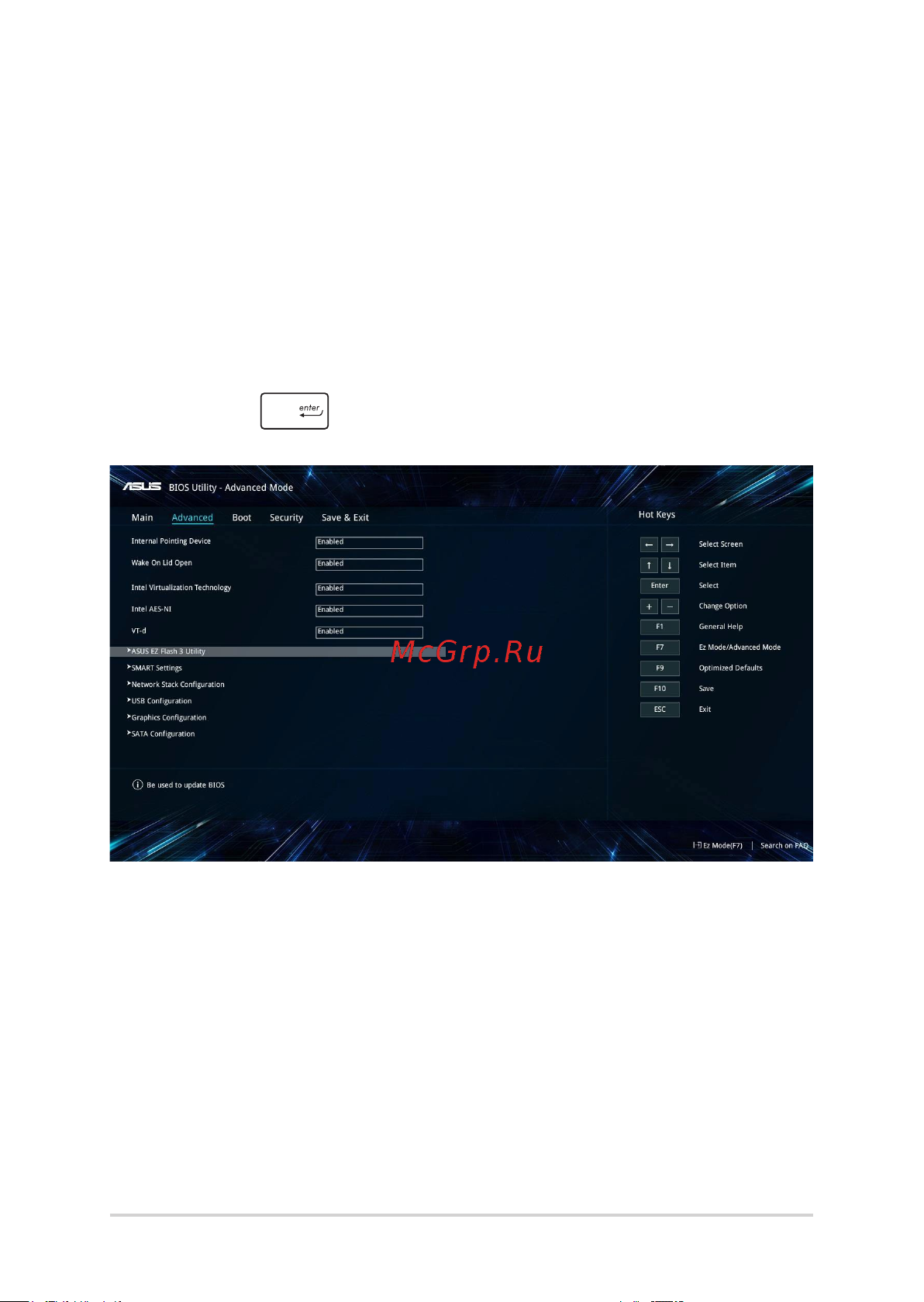 Asus X512FA 90NB0KR6-M06440 [70/102] Для обновления bios выполните следующее