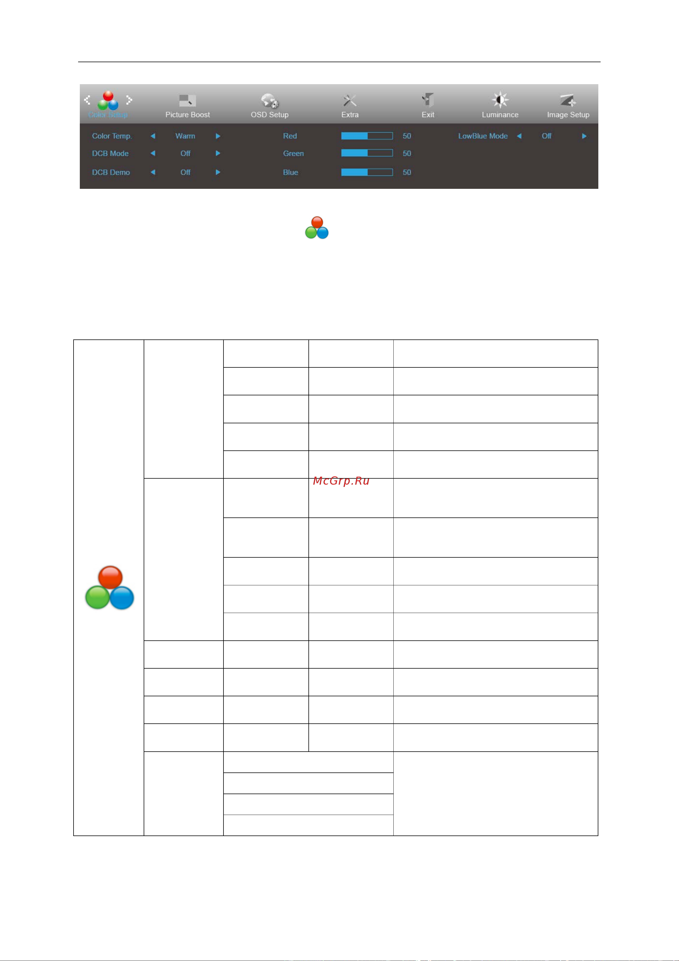AOC Value Line 24B1H [24/63] Color setup настройка цветов