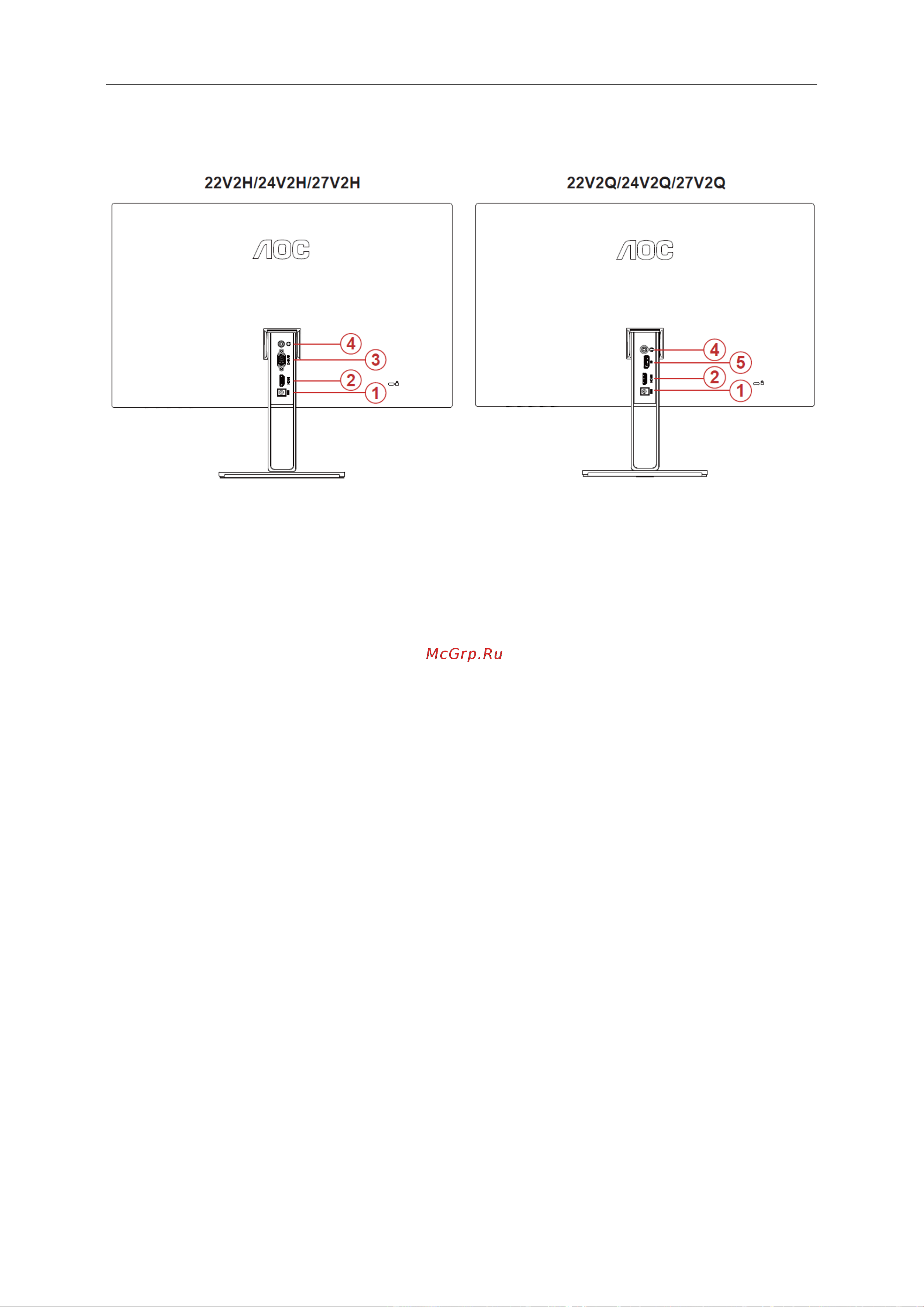 AOC Value Line 22V2Q [12/69] Подключение монитора