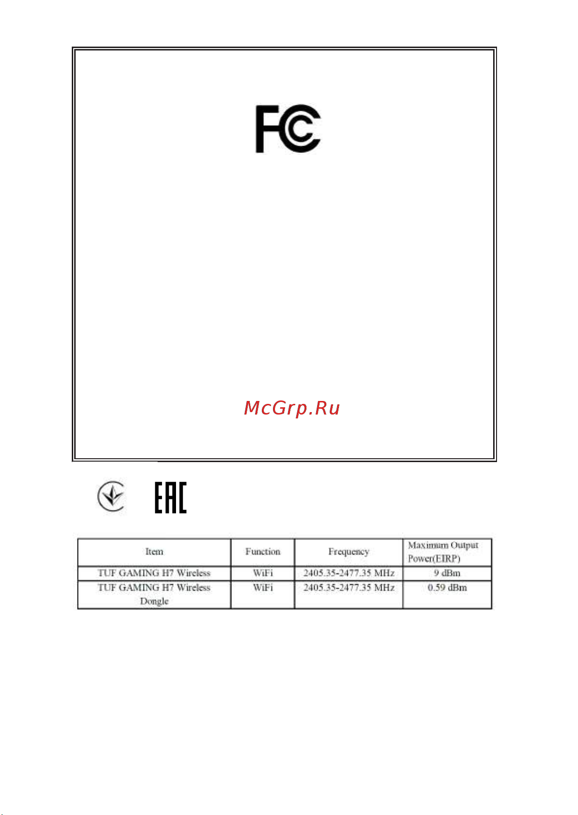 Asus TUF Gaming H7 [45/46] Fcc compliance information