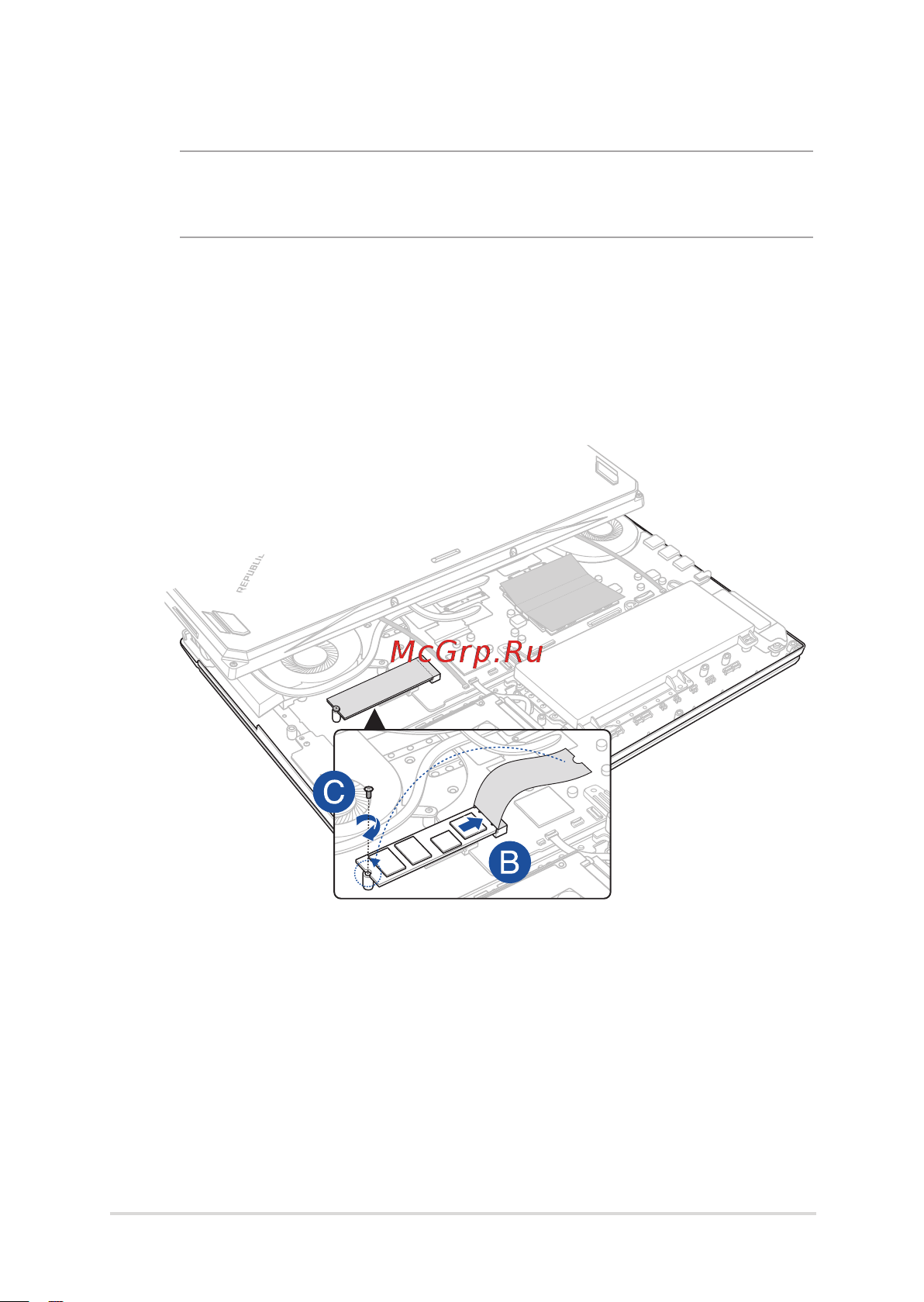 Asus ROG STRIX GL731GU-EV226T 90NR01T3-M04820 [11/12] A снимите крышку отсека