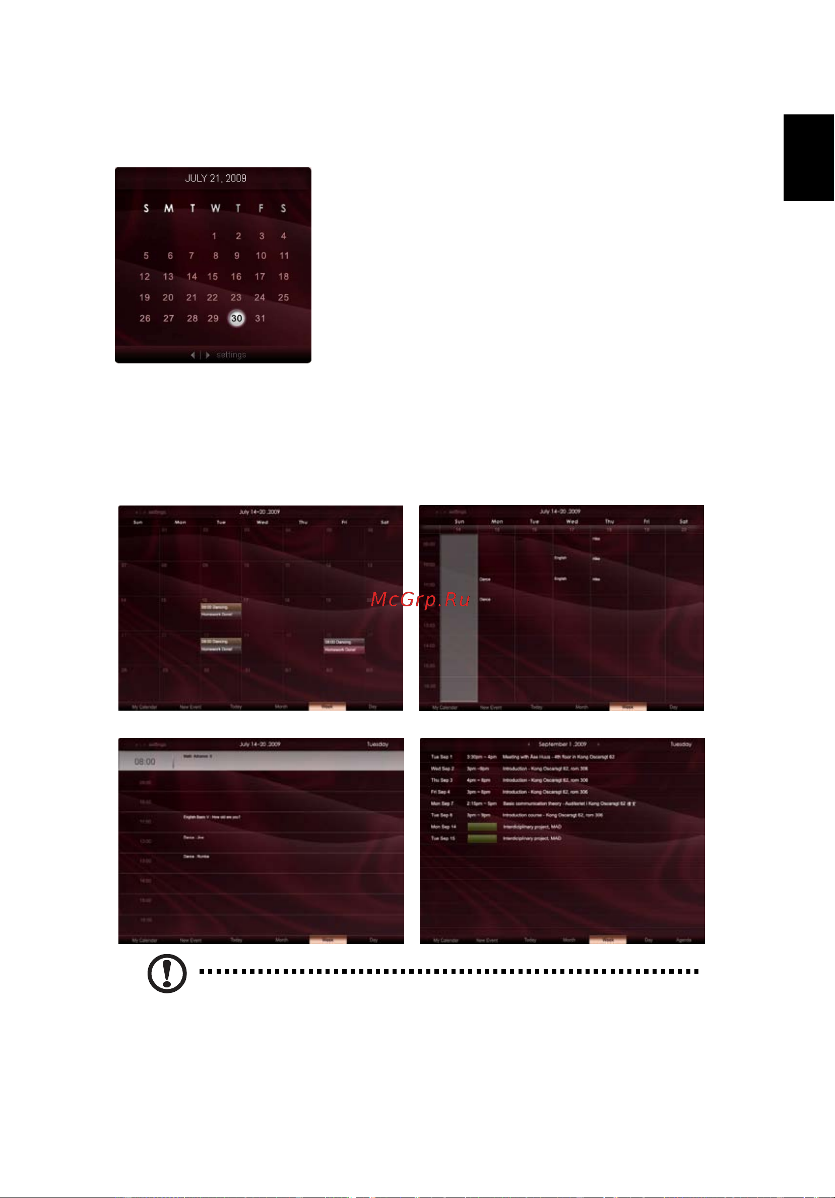 Acer D241H [32/43] Календарь