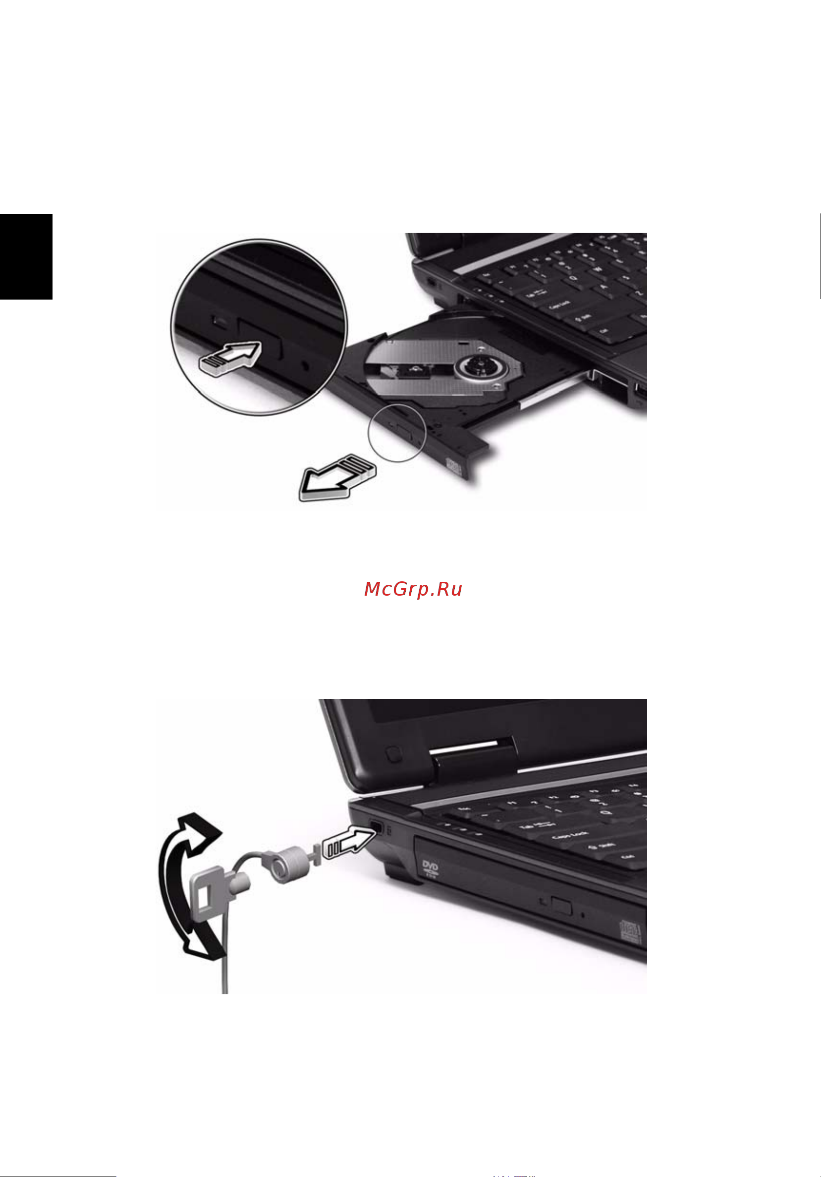 Acer Extensa 4620 [60/102] Извлечение лотка оптического cd или dvd привода