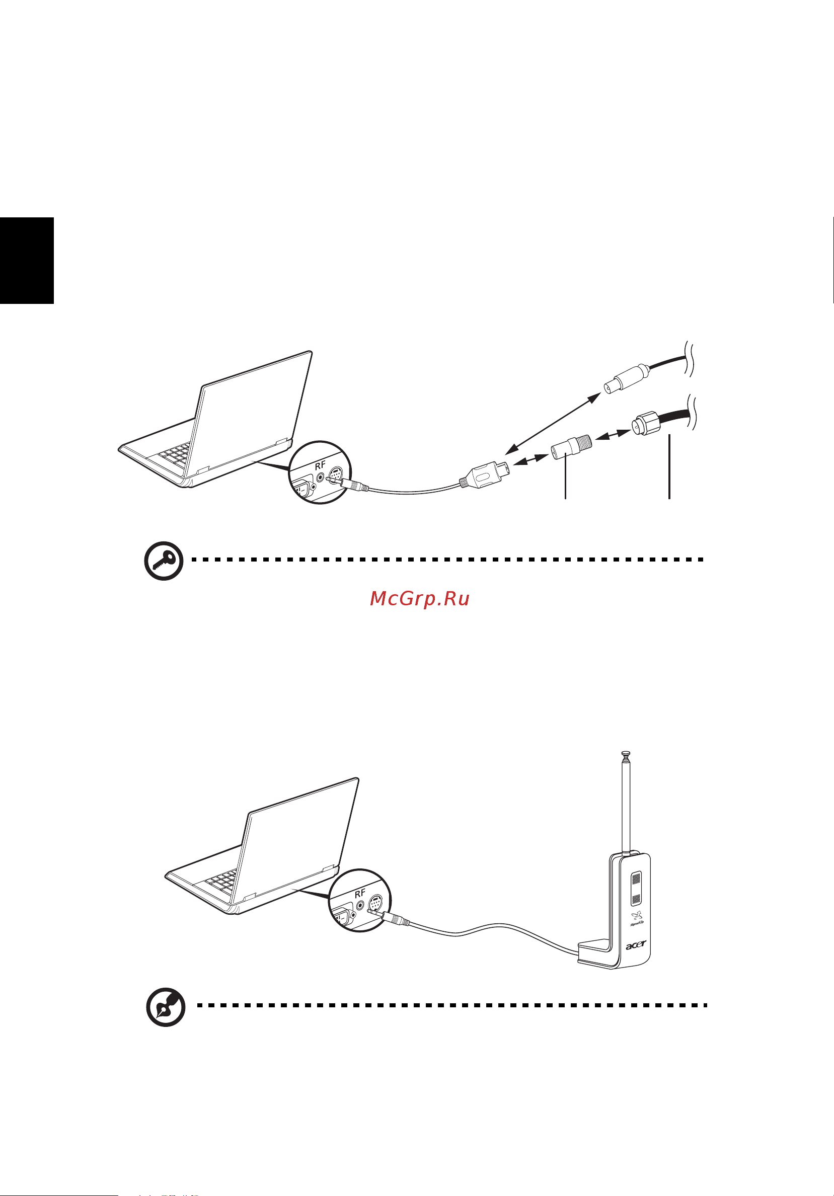 Acer Extensa 5510 [110/129] Подключение тв кабеля и кабеля av in
