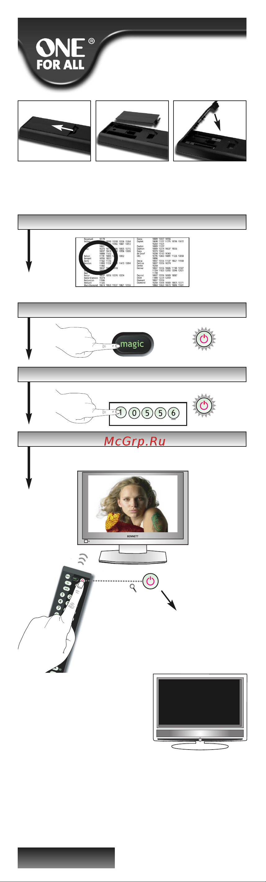 Ofa URC3910 Slim Line Руководство по эксплуатации онлайн