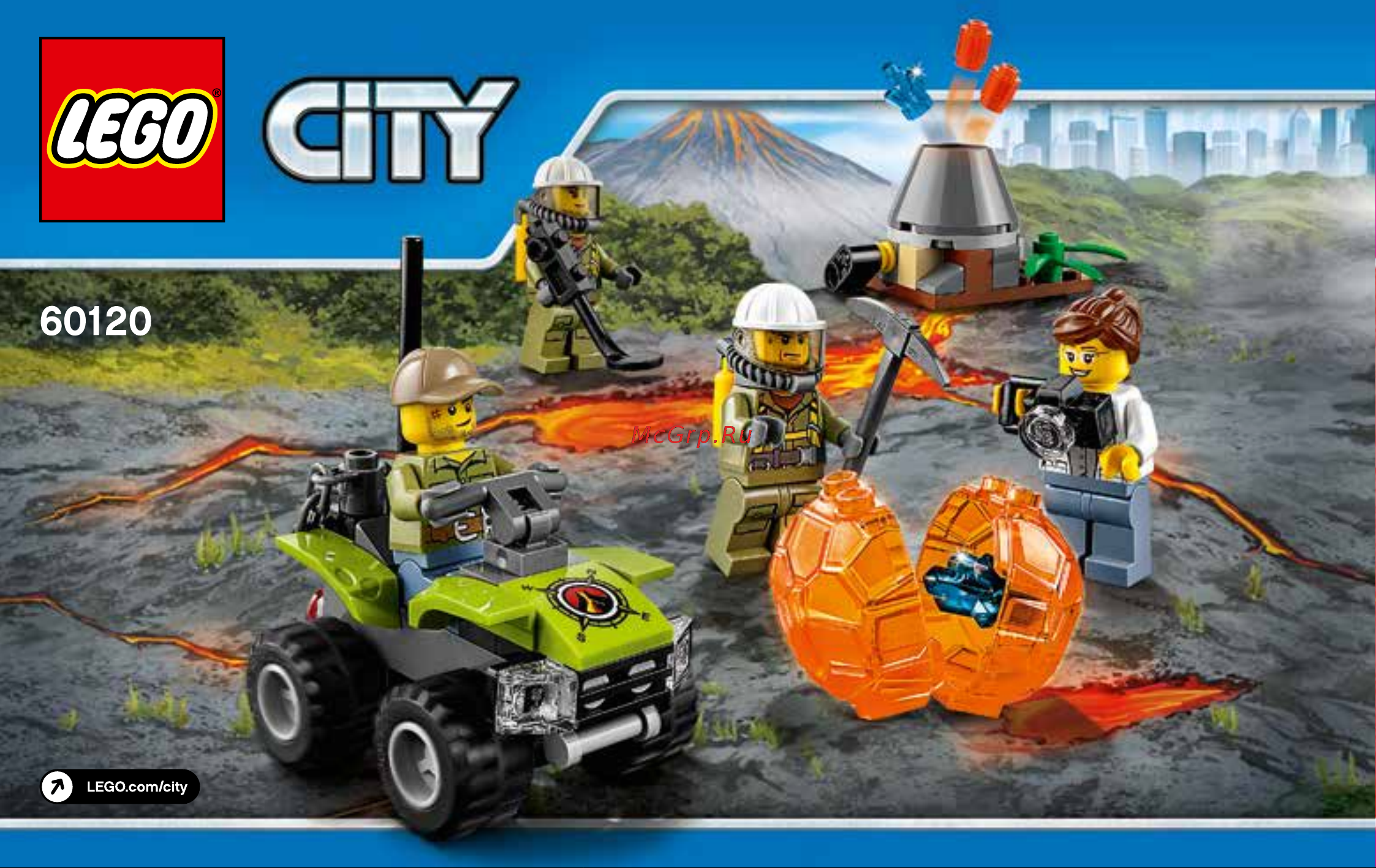 Lego City 60120 Volcano Starter Set (Набор для начинающих Исследователи Вулканов) Руководство по эксплуатации онлайн