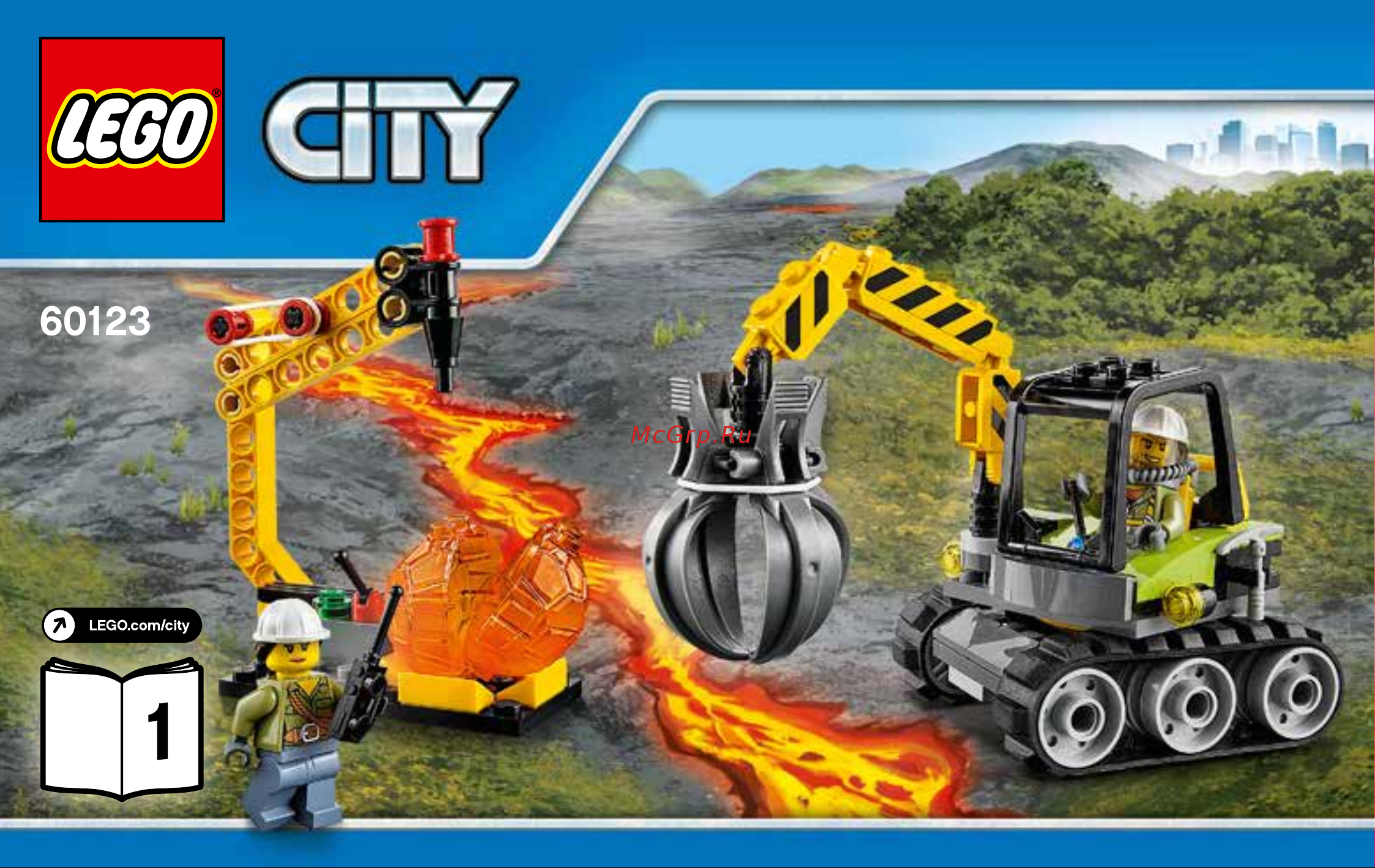 Lego City 60123 Volcano Supply Helicopter (Грузовой вертолёт исследователей вулканов) Руководство по эксплуатации онлайн