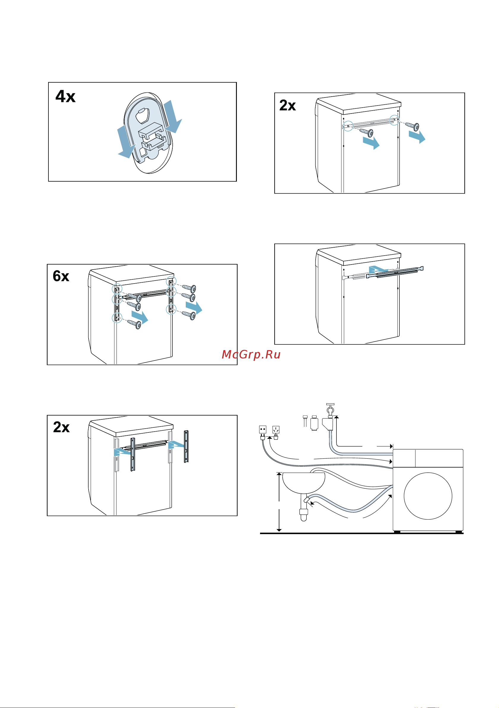 Bosch WLW24L40OE [17/52] Длина шлангов и кабеля