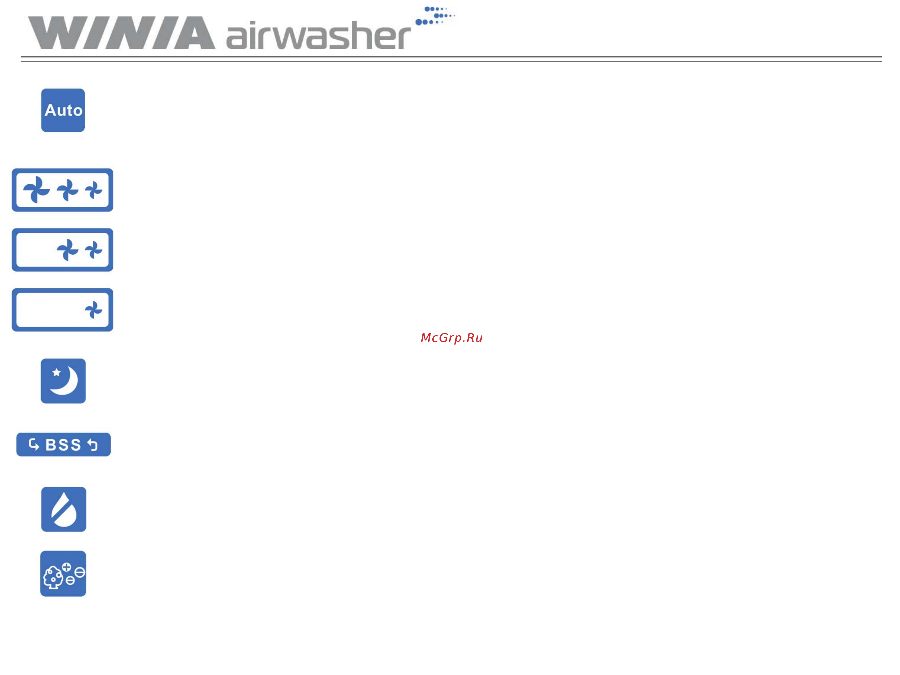 WINIA AWM-40PTWC [9/10] Индикатор работы плазменного ионизатора