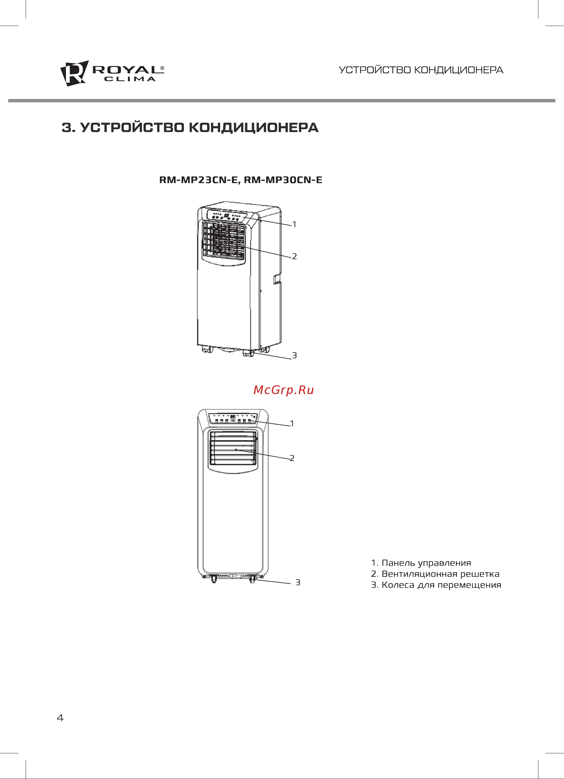Royal Clima RM-MP30CN-E MOBILE PLUS Руководство по эксплуатации онлайн [4/16] 772446