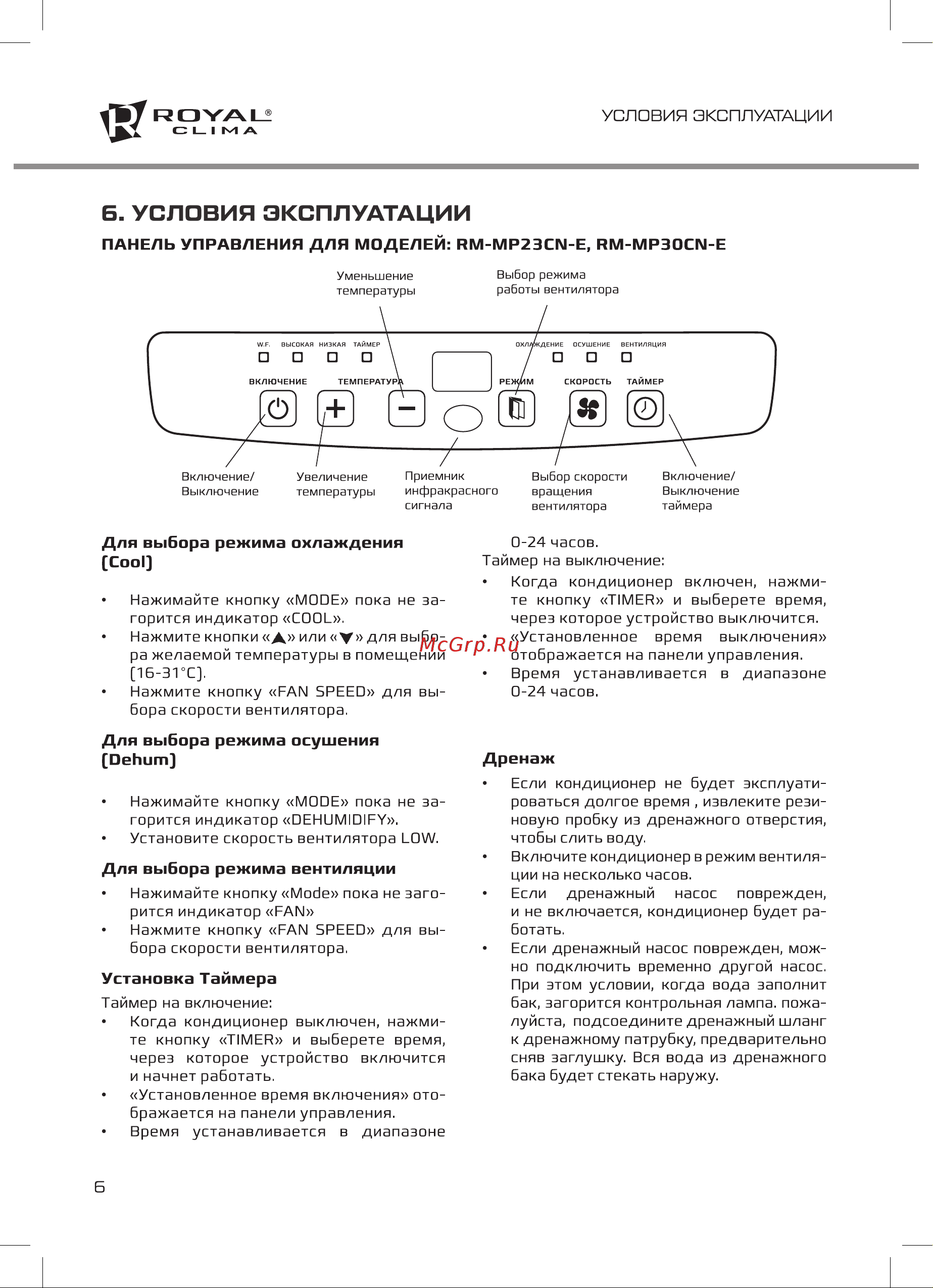 Royal Clima RM-MP30CN-E MOBILE PLUS Руководство по эксплуатации онлайн [6/16] 772446