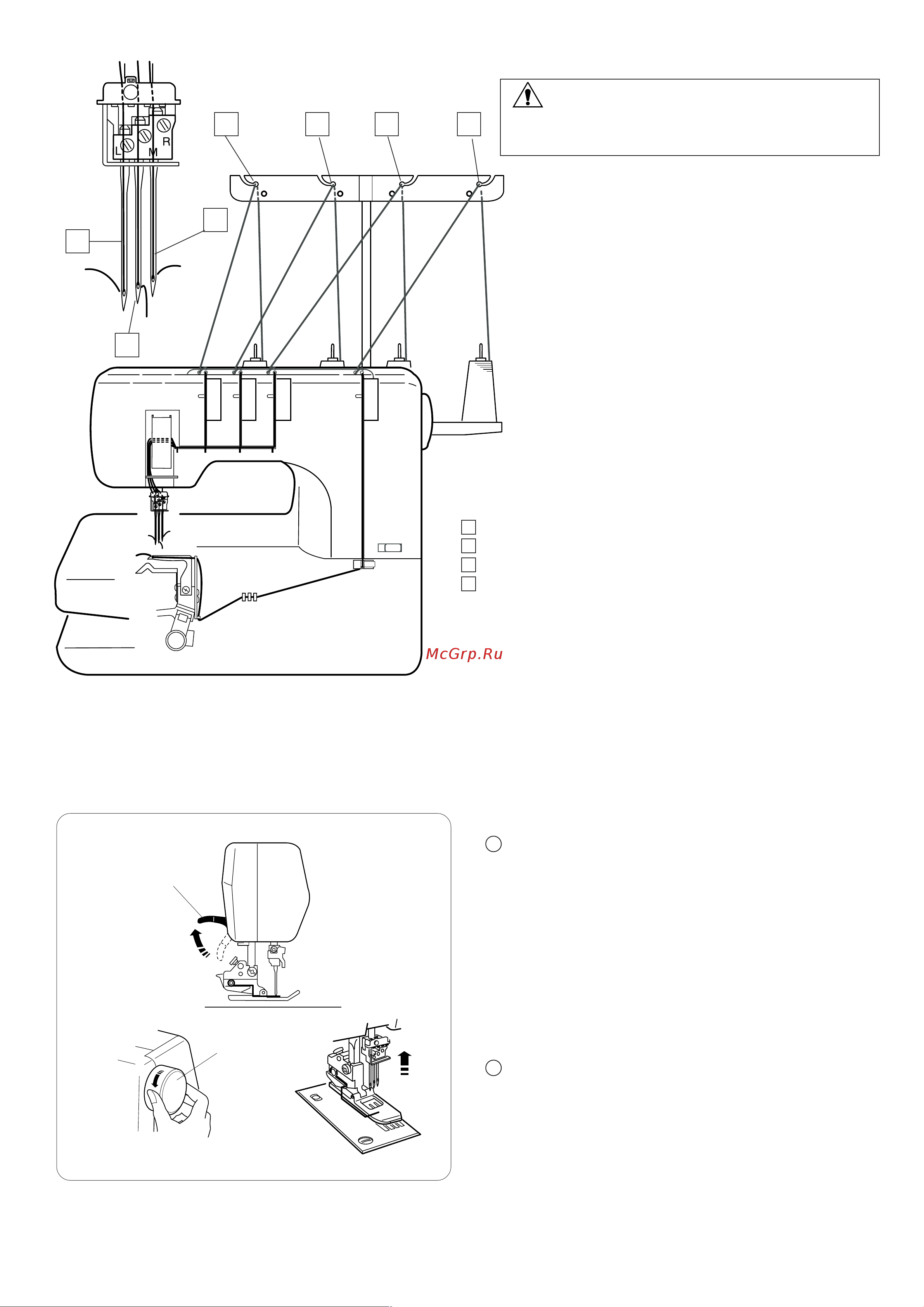 Janome CoverPro Lux [12/32] Заправка нитей в машину