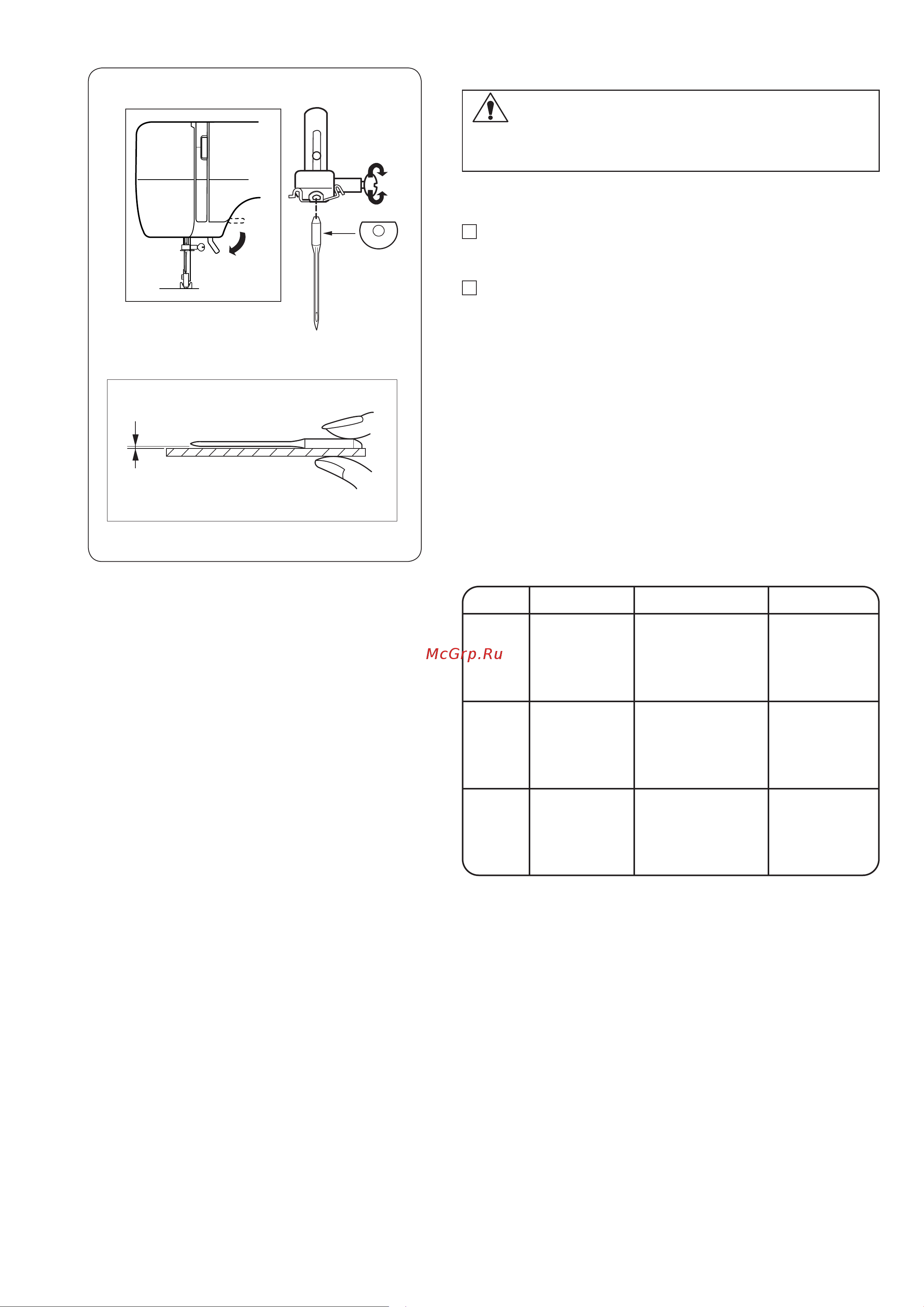 Janome V-15 [8/28] Таблица соотношений игл и ниток импортного производства