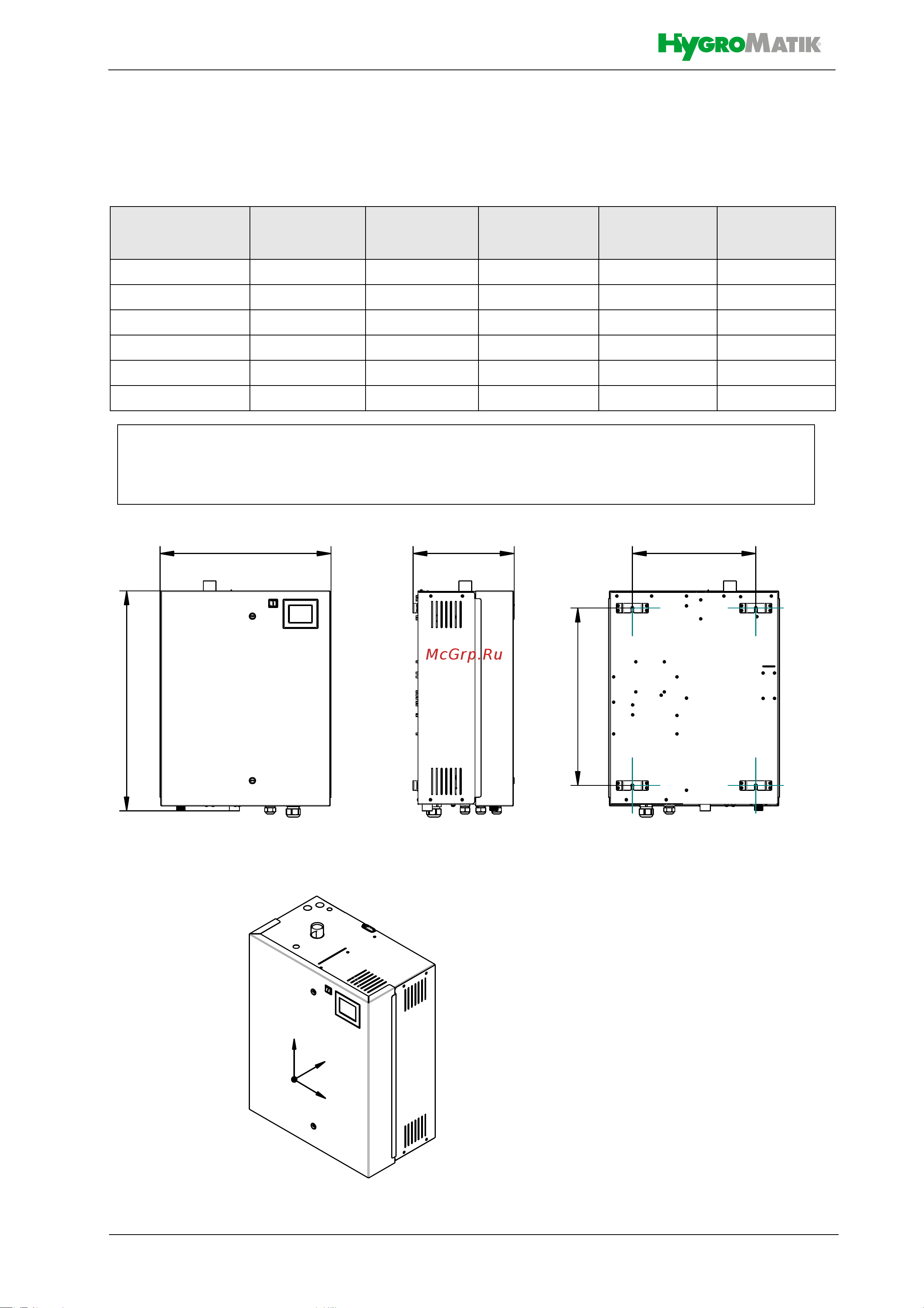 Hygromatik FlexLine FLE65-TSPA [13/54] Габаритные размеры устрой ства и указания по монтажу