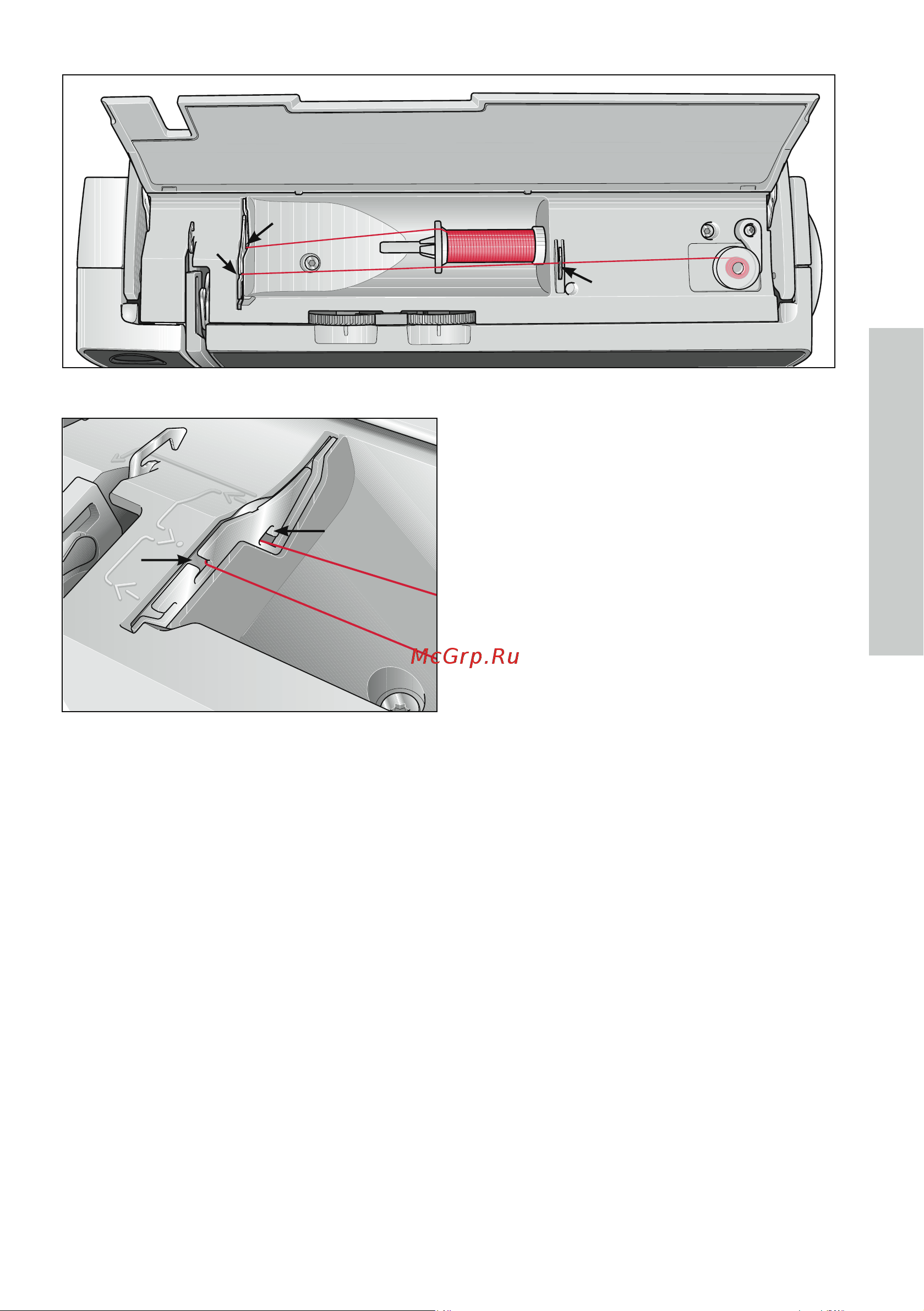 Pfaff Select 3.2 [13/40] На мот ка нит ки на шпуль ку с дер жа те ля ка туш ки