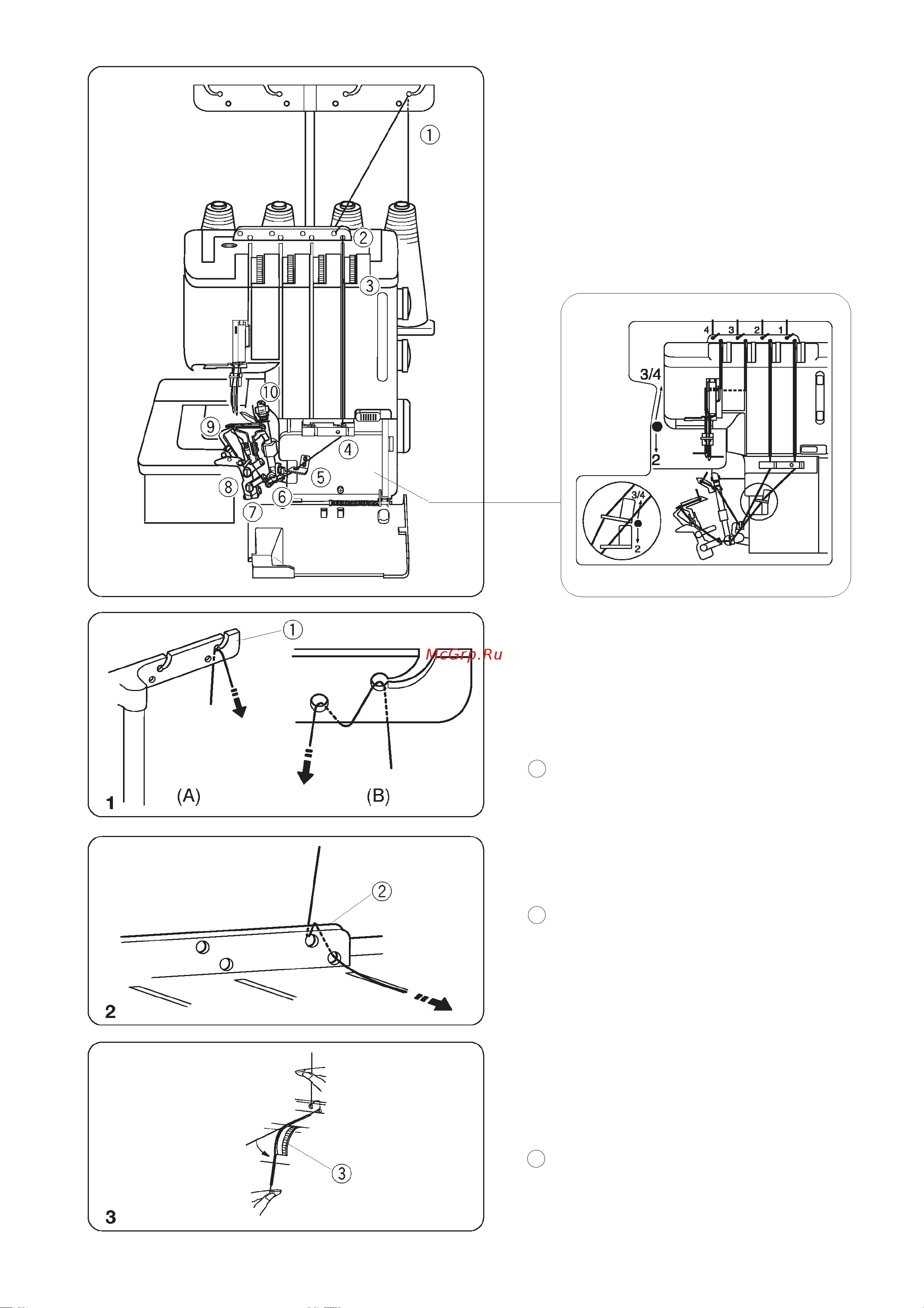 Janome My Lock 784 [20/50] Çàïðàâêà íèæíåãî ïåòëèòåëÿ