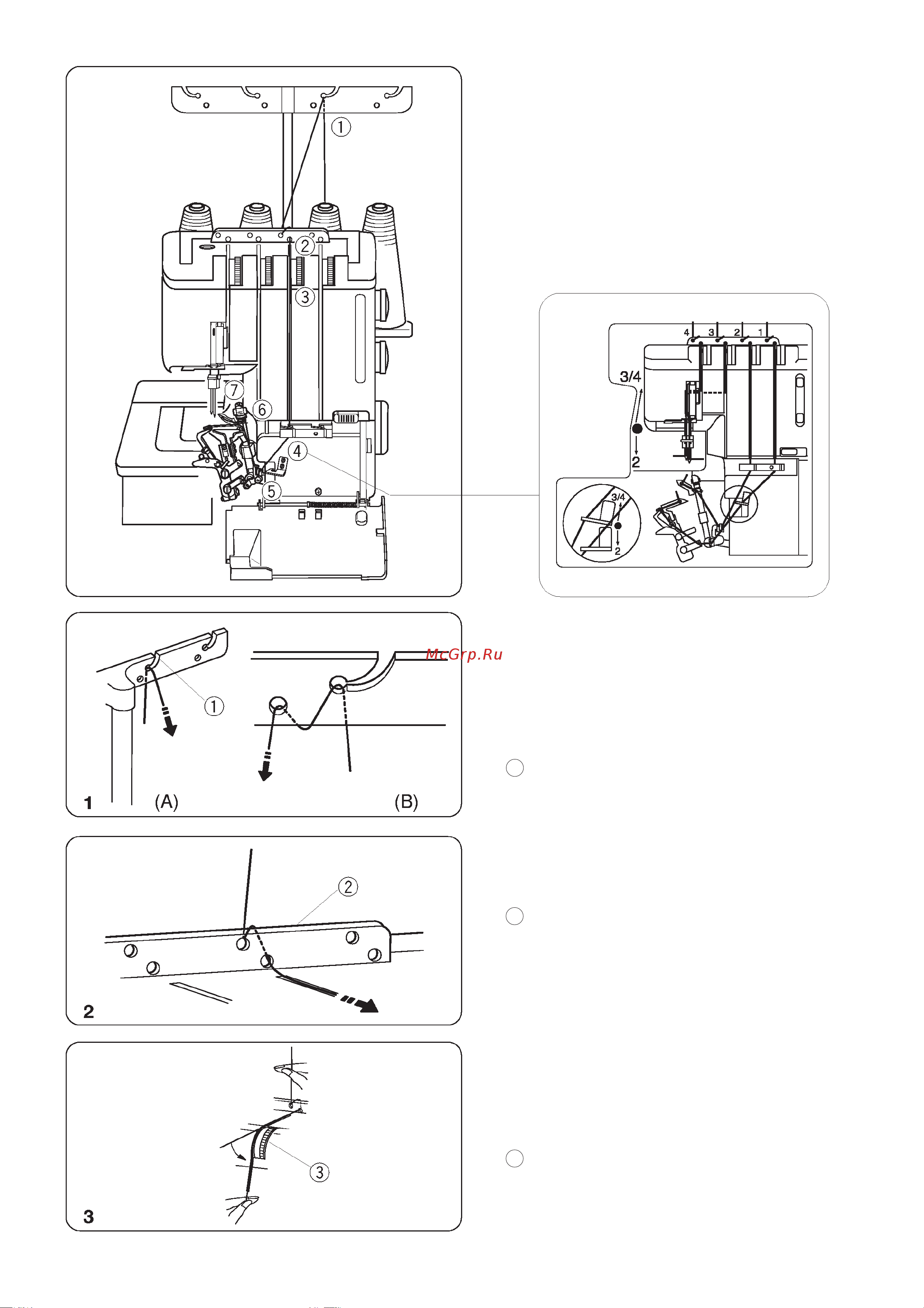 Janome My Lock 784 [23/50] Çàïðàâêà âåðõíåãî ïåòëèòåëÿ