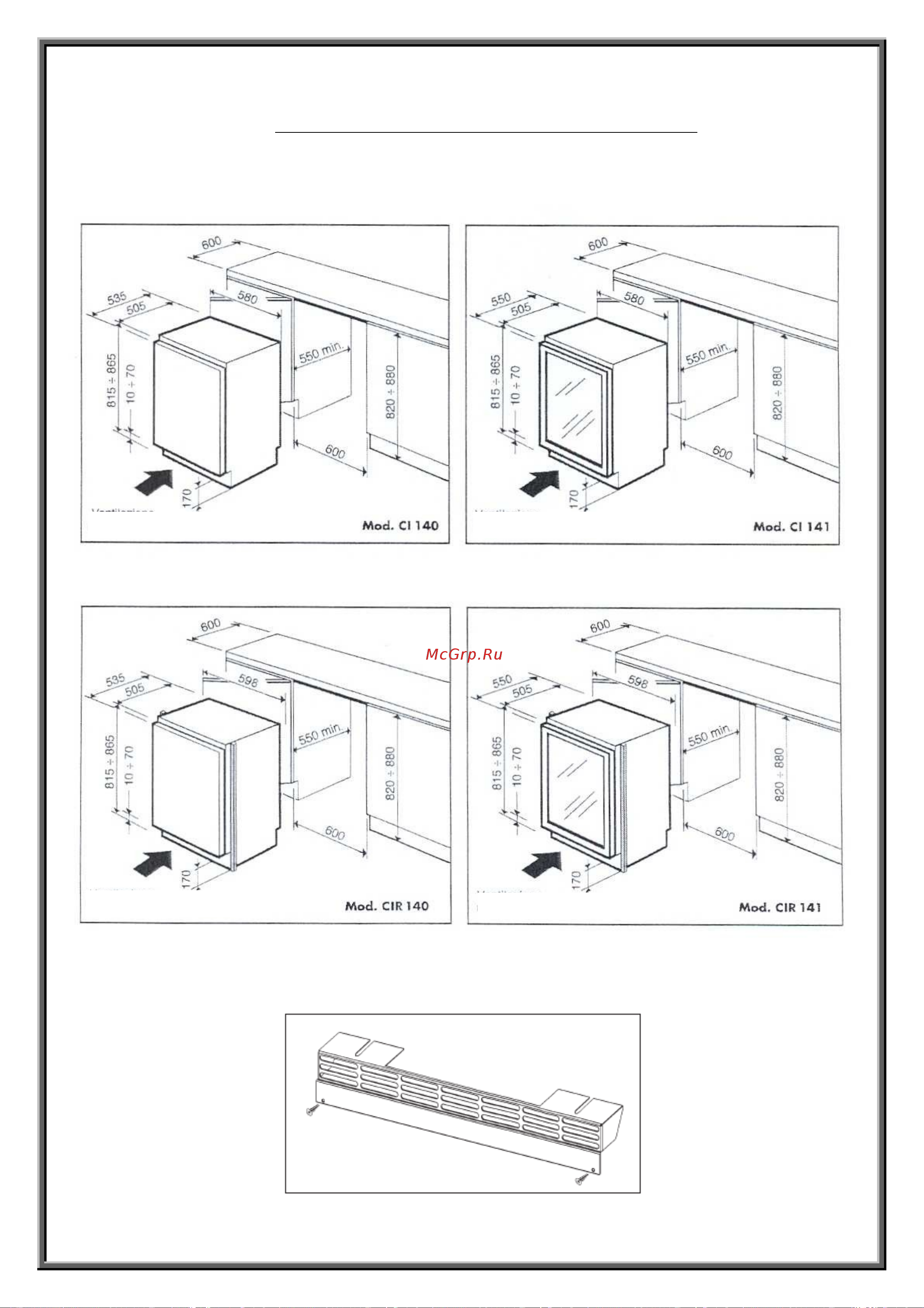 IP Industrie CEXP 401 CU [12/24] Встроенная версия модели ci140 ci141 разрешенные дистанции для встроенной инсталляции
