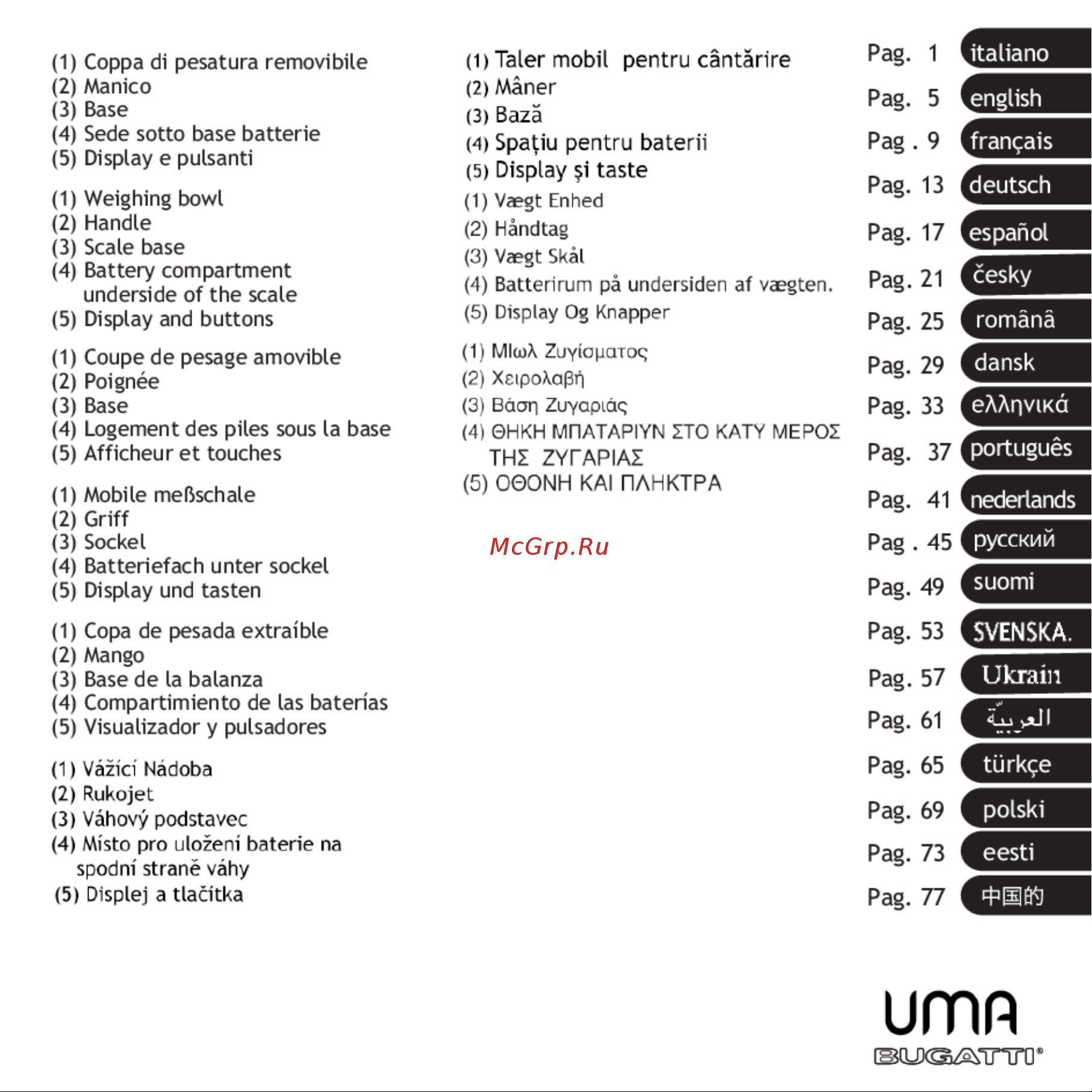 Bugatti Scale-Timer UMA Руководство по эксплуатации онлайн [5/14] 773838