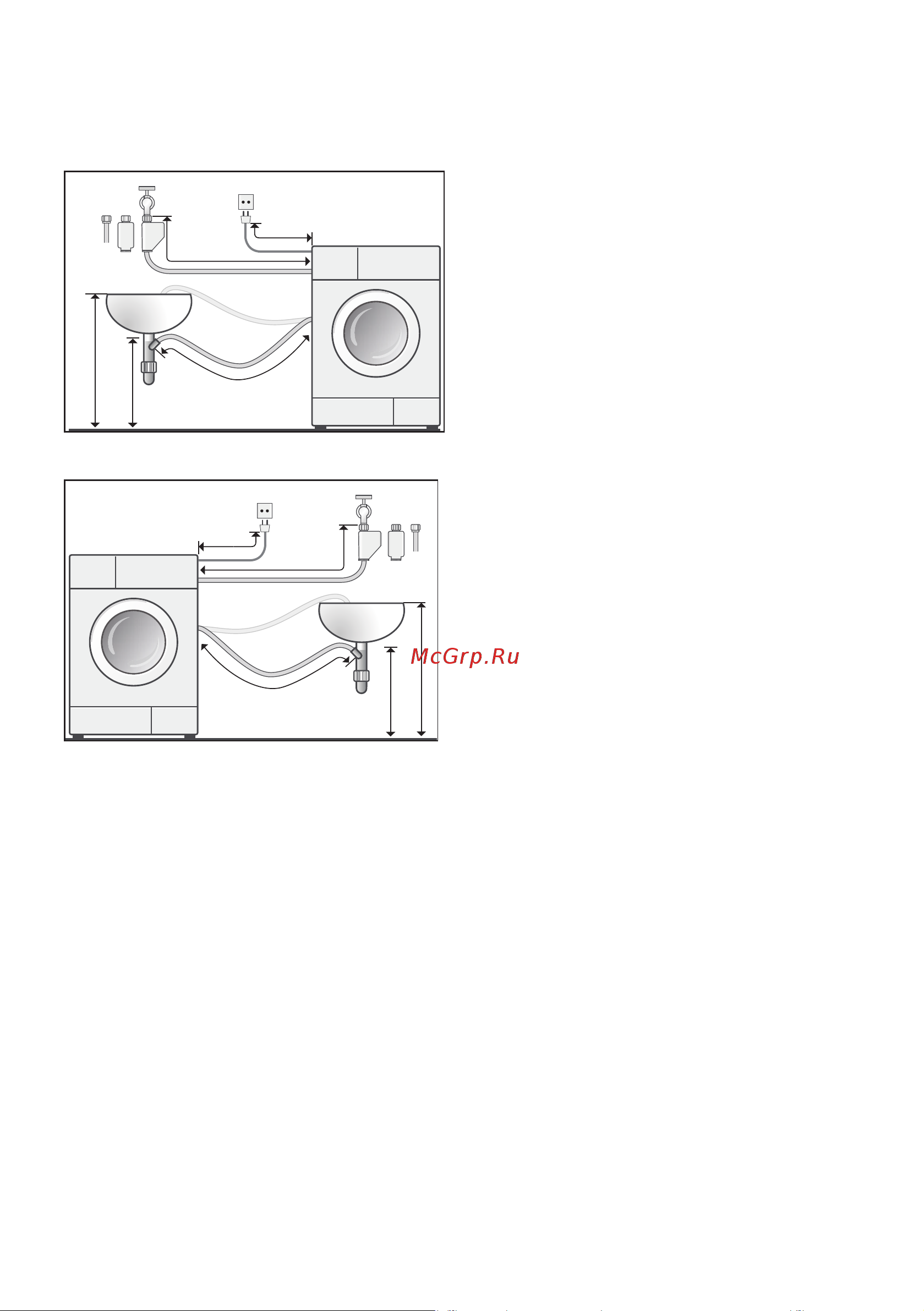 Bosch WAE24240OE [16/40] Длина шлангов и кабеля