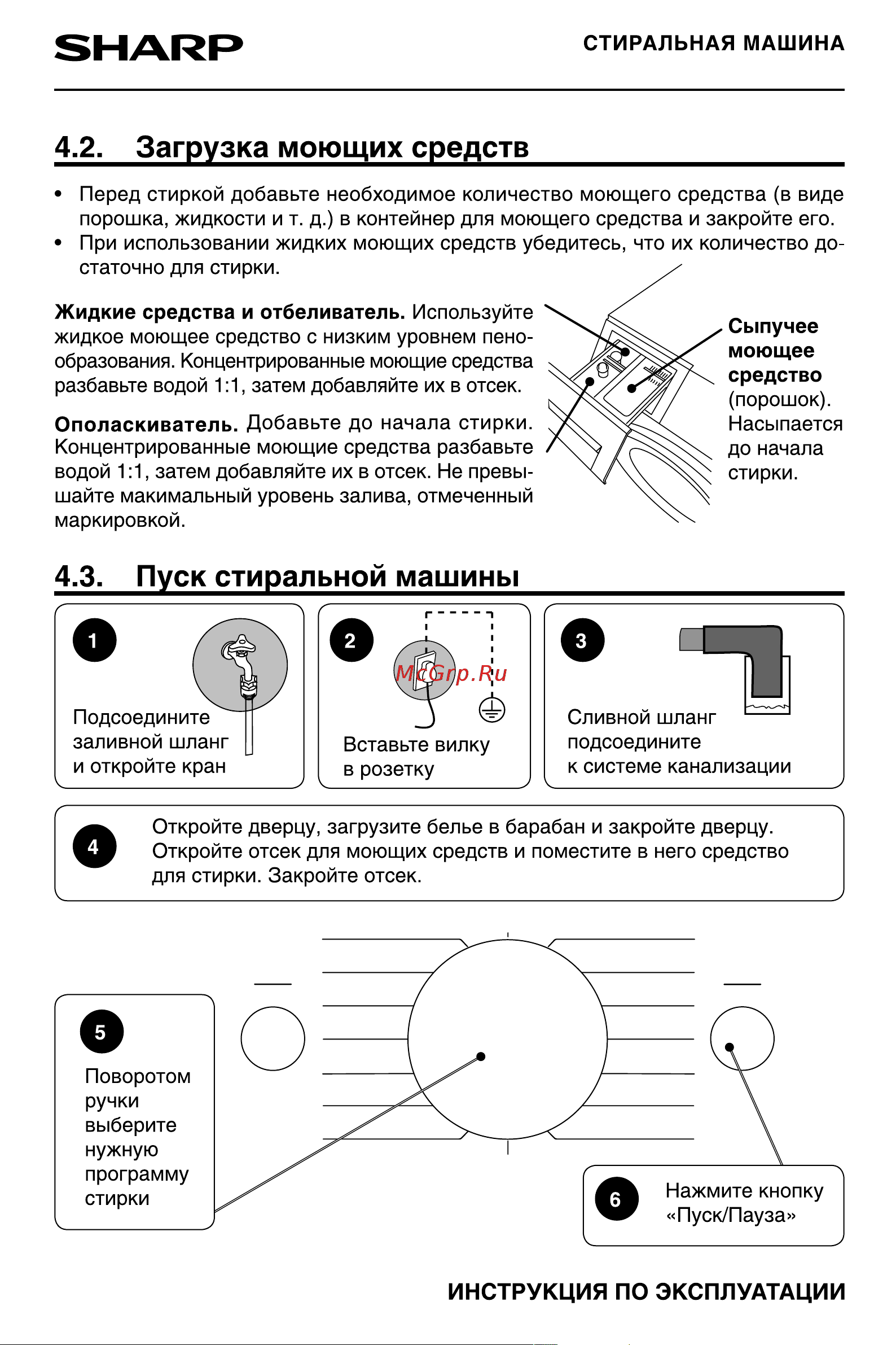 Sharp ES-F760CXWH [12/24] Вкл выкл пуск пауза